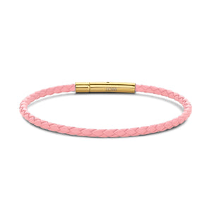 Armband gevlochten leer bruin