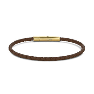 Armband gevlochten leer bruin