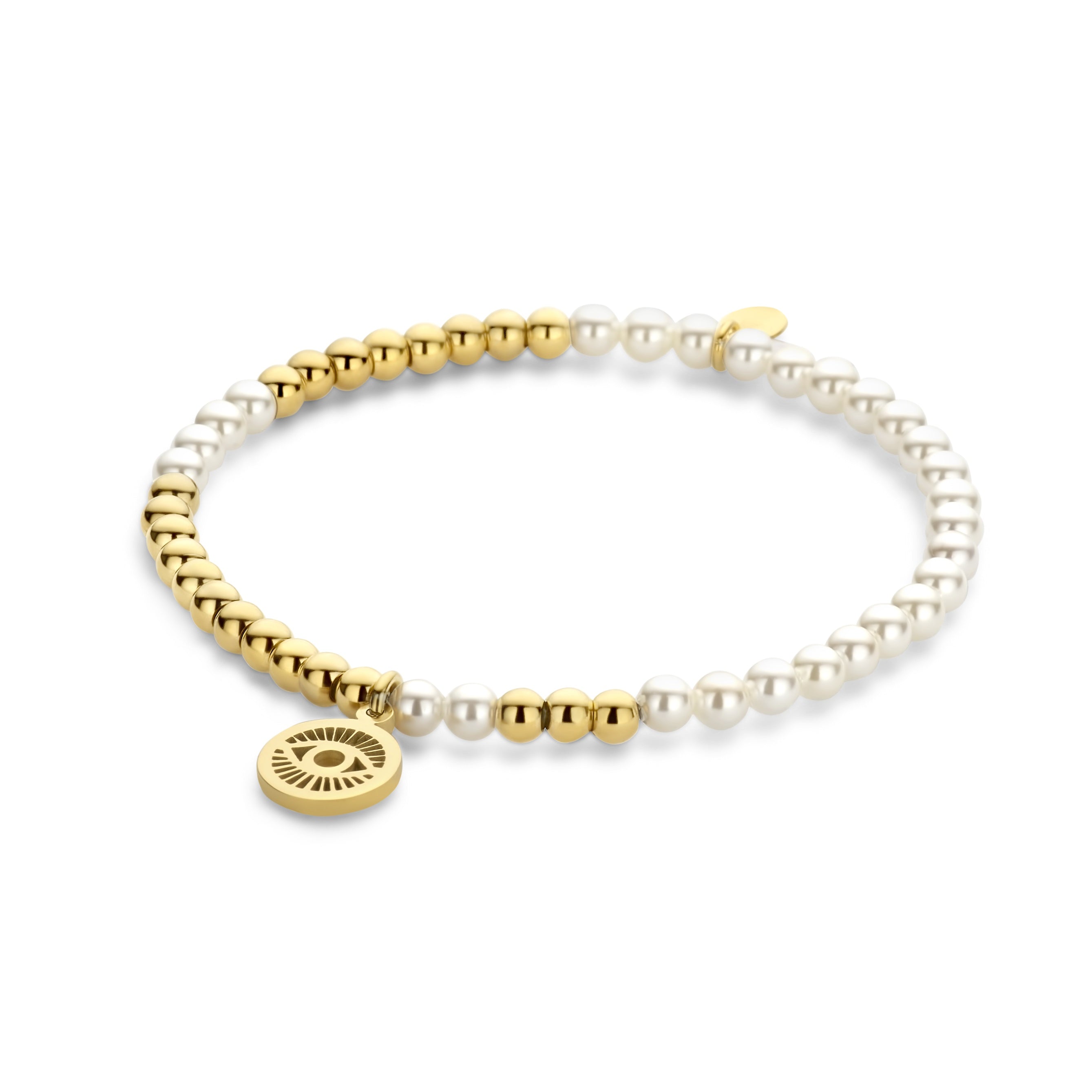 Beaded bracelet pearls with charm