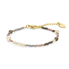 Beaded bracelet purple beads and pearls
