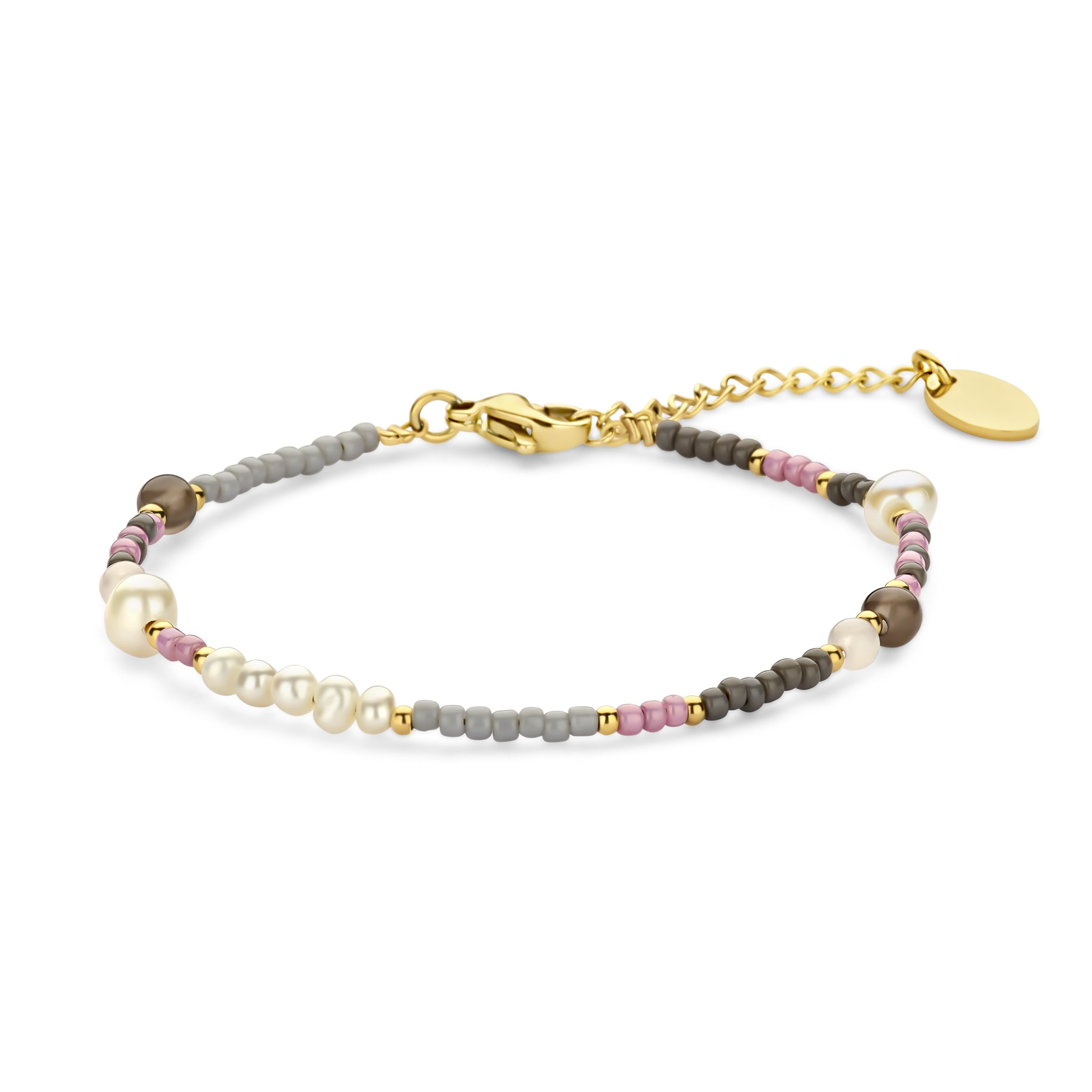 Beaded bracelet purple beads and pearls