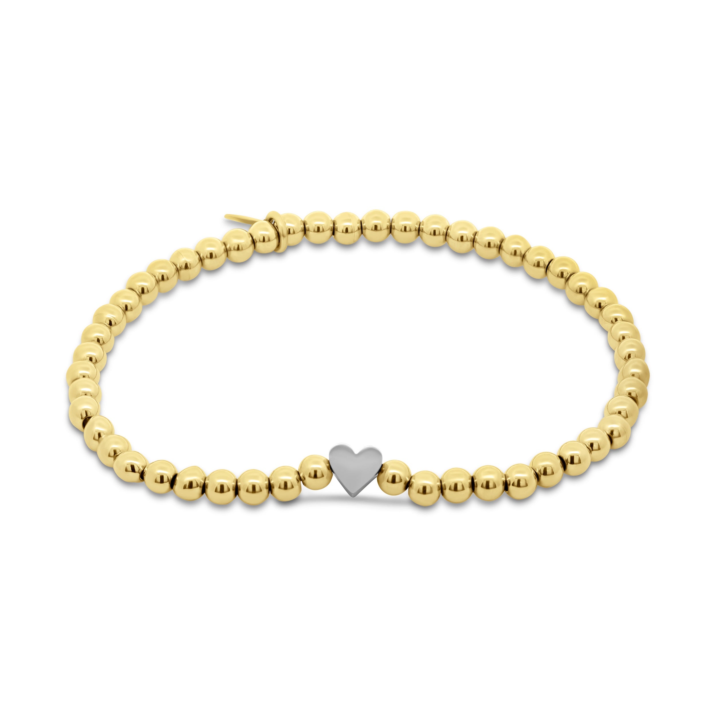 Beaded bracelet gold with heart