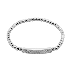 Goudkleurige kralenarmband met zirkonia staafje