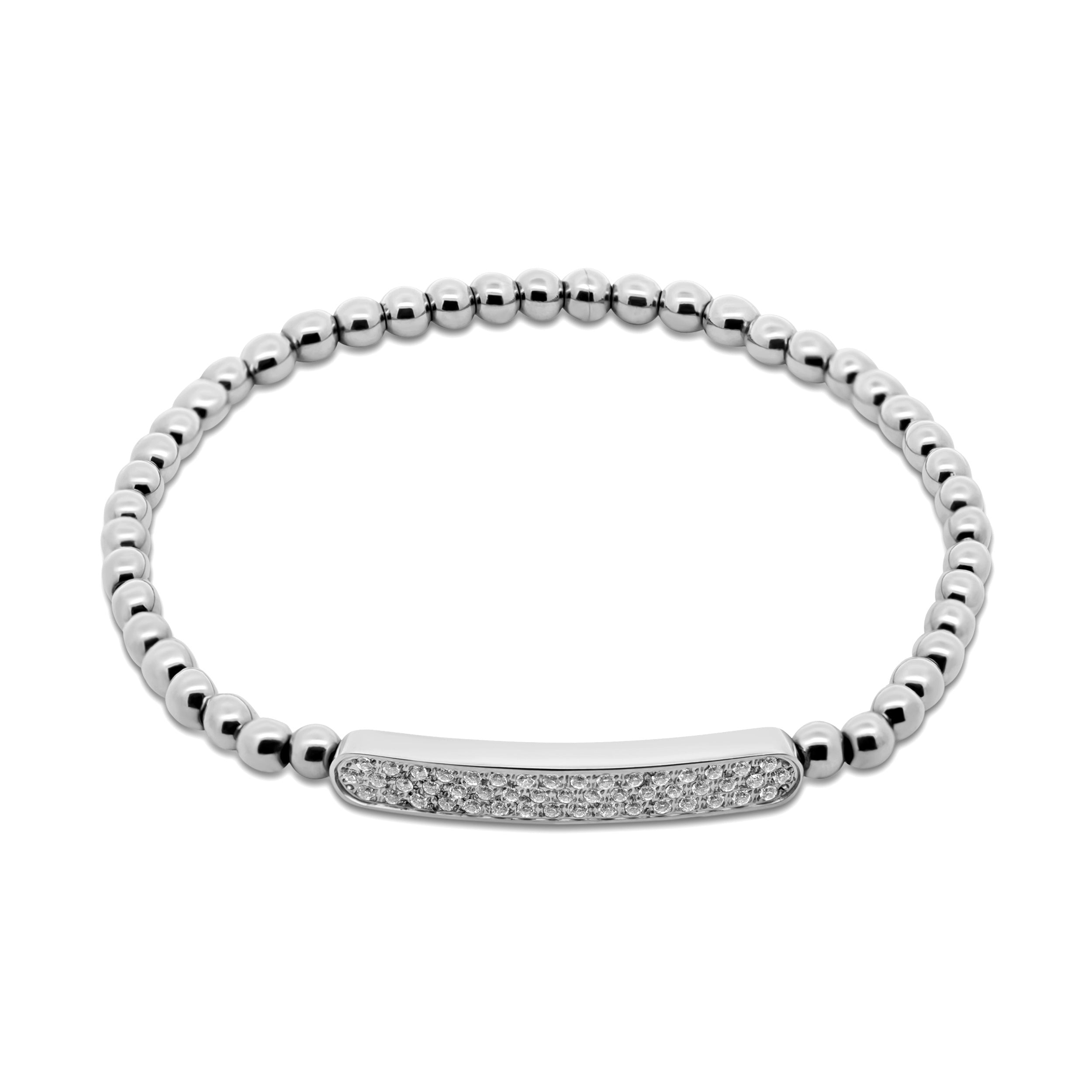 Beaded bracelet with zirconia stone bar