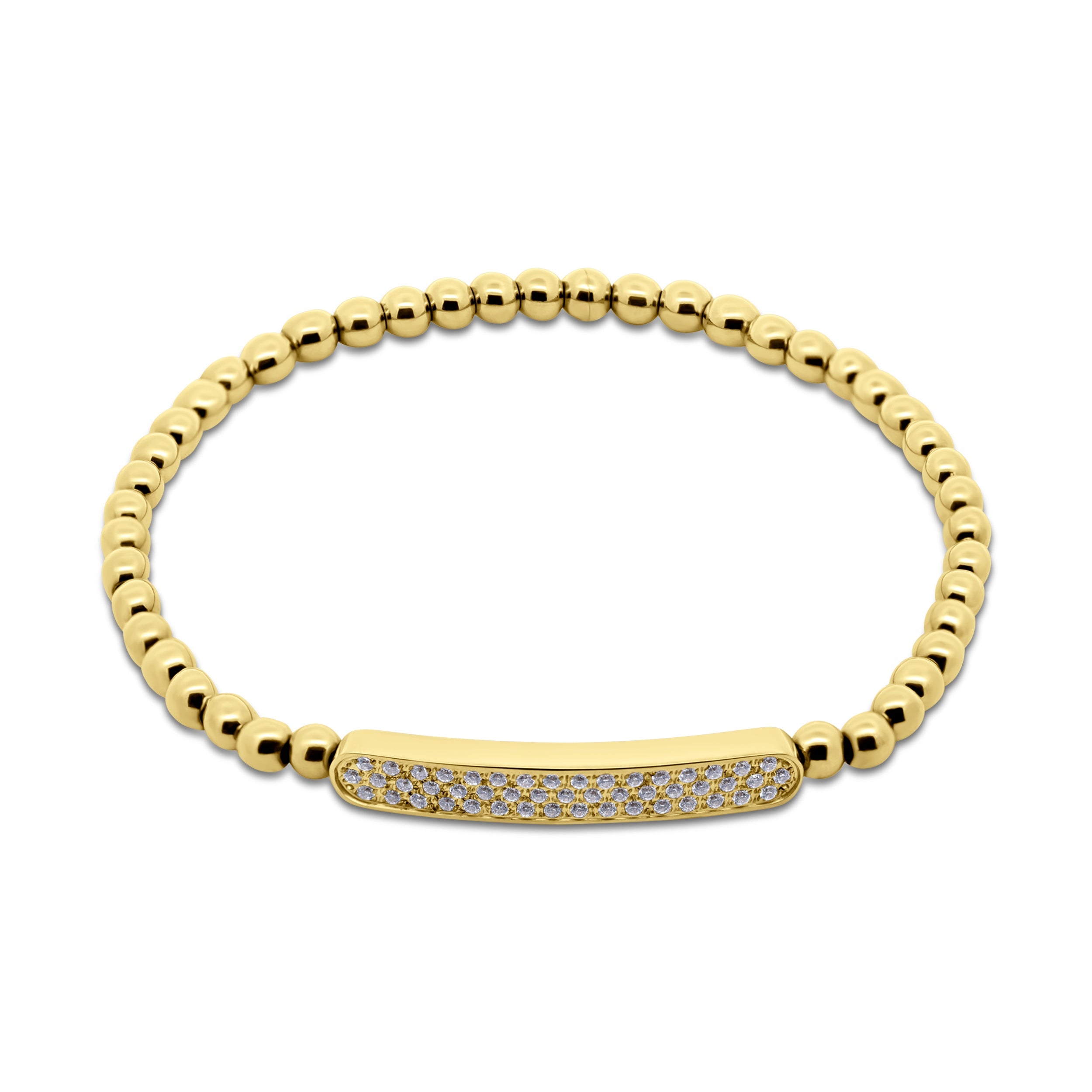 Beaded bracelet with zirconia stone bar