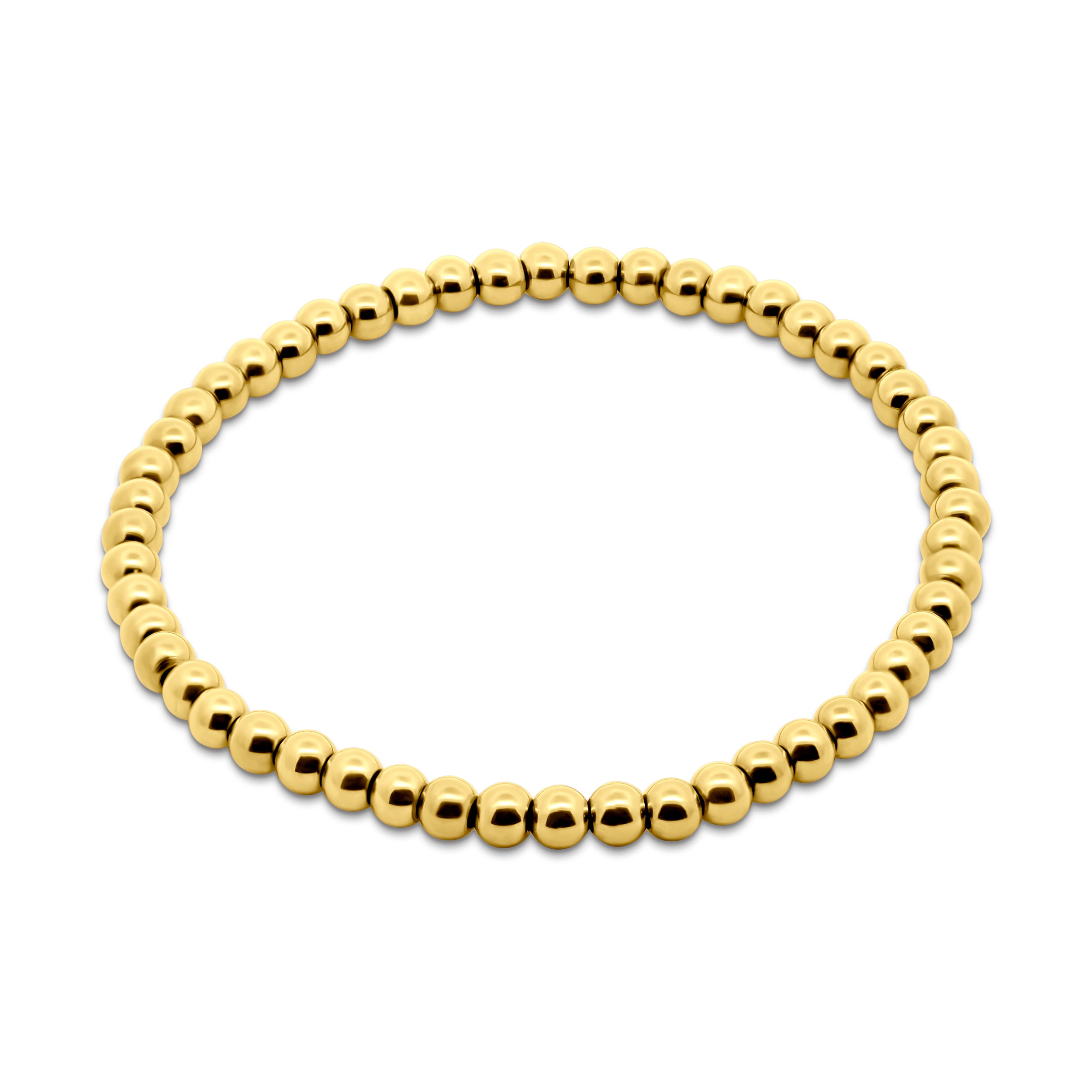 Gold-Colored Stainless Steel Bead Bracelet