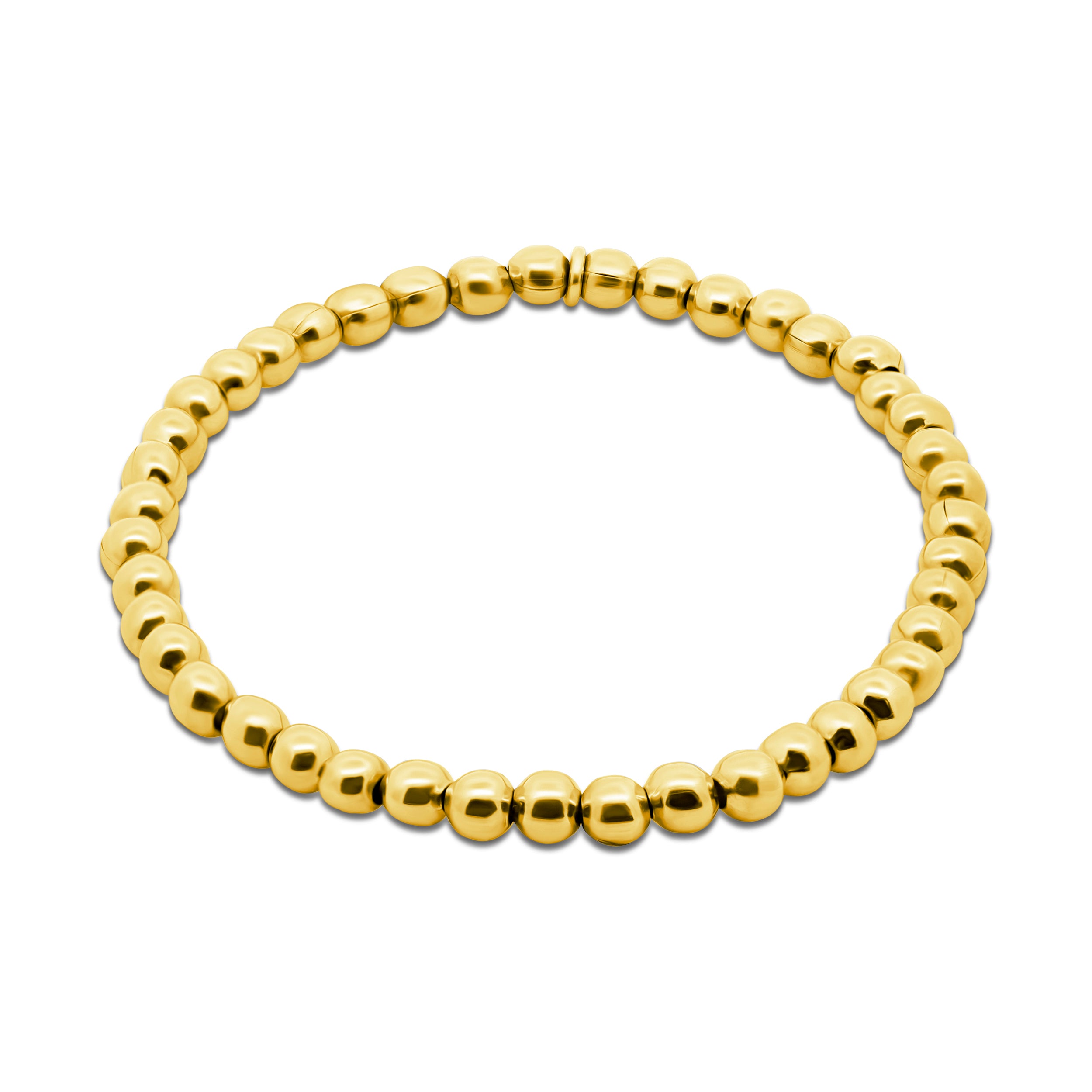 Gold-Colored Stainless Steel Bead Bracelet