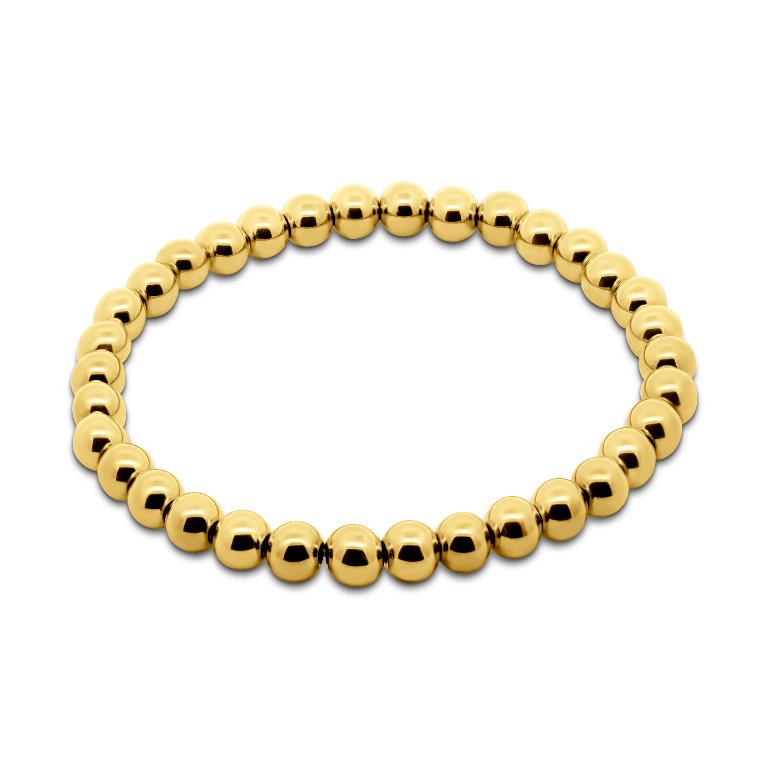 Gold-Colored Stainless Steel Bead Bracelet