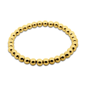 Gold-Colored Stainless Steel Bead Bracelet