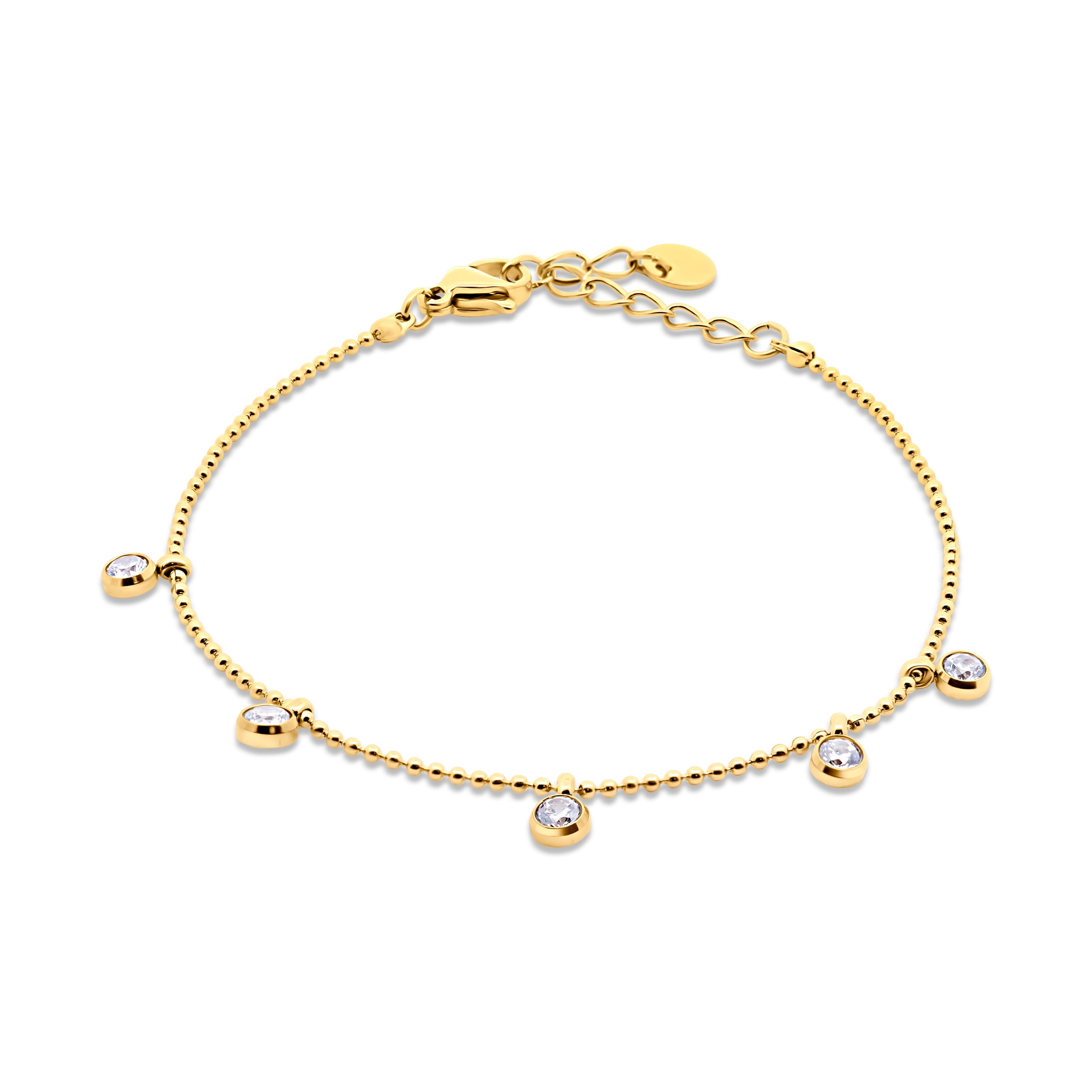 Gold-Colored Chain Bracelet with Charms