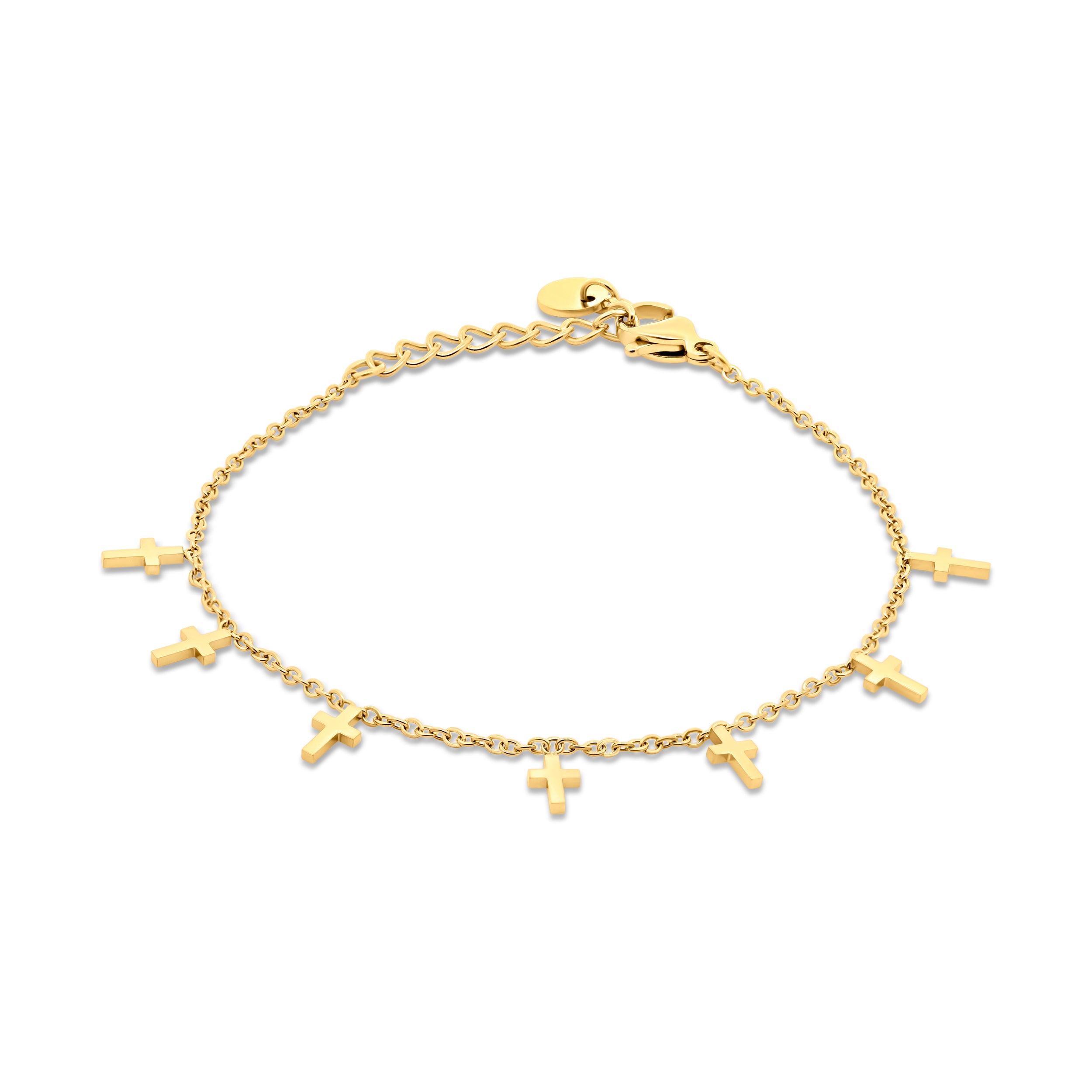 Gold-Colored Chain Bracelet with Charms