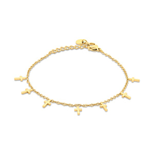 Gold-Colored Chain Bracelet with Charms