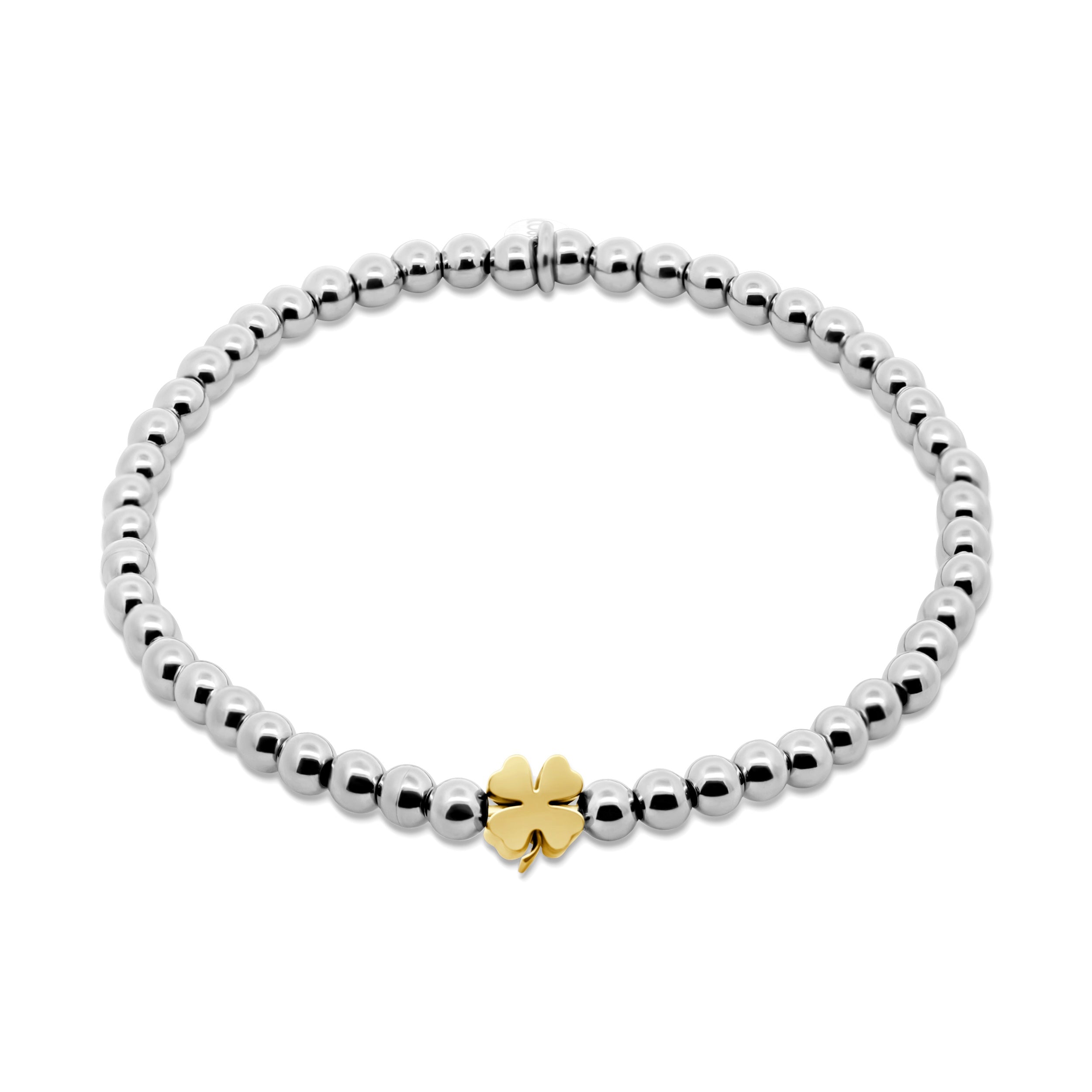 Beaded bracelet steel beads with clover
