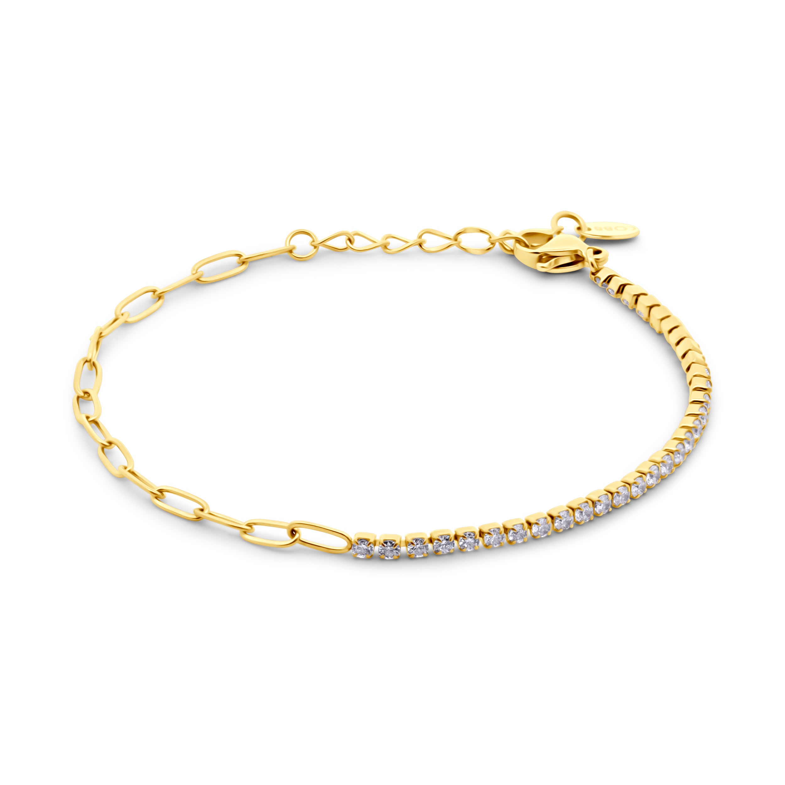 Chain Bracelet with Cubic Zirconia Stones