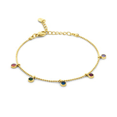 Bedelarmband ronde zirkonia steentjes veelkleurig
