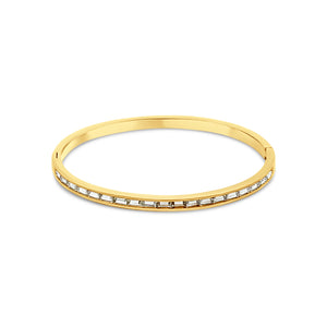Bangle with rectangular zirconia stones