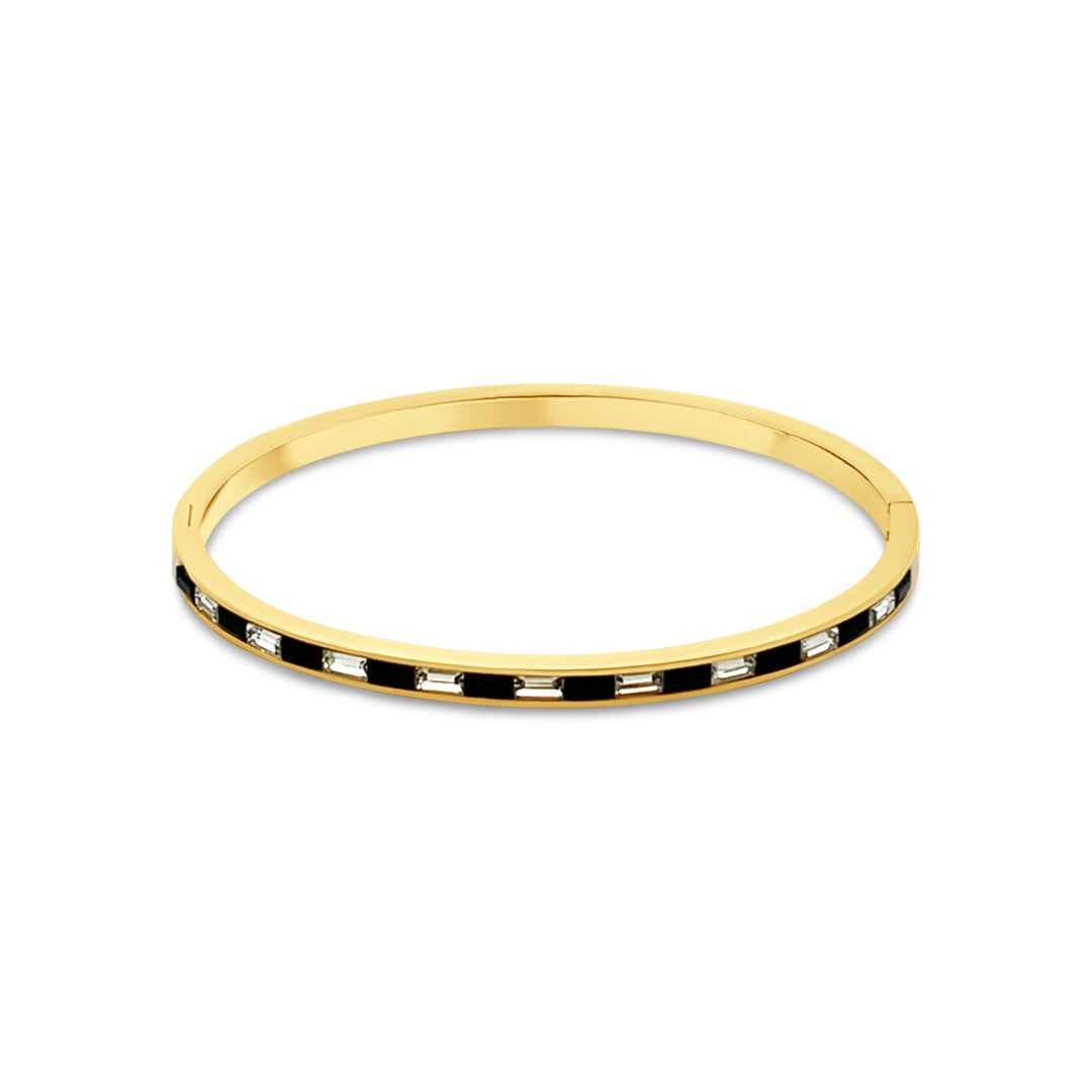 Bangle with rectangular zirconia stones