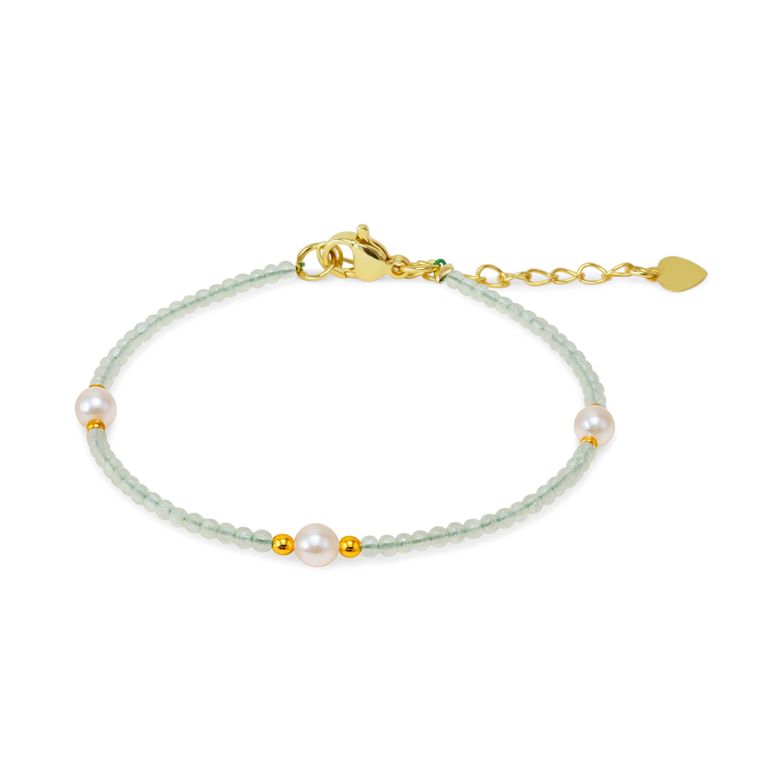 Beaded bracelet tourmaline and shell pearls