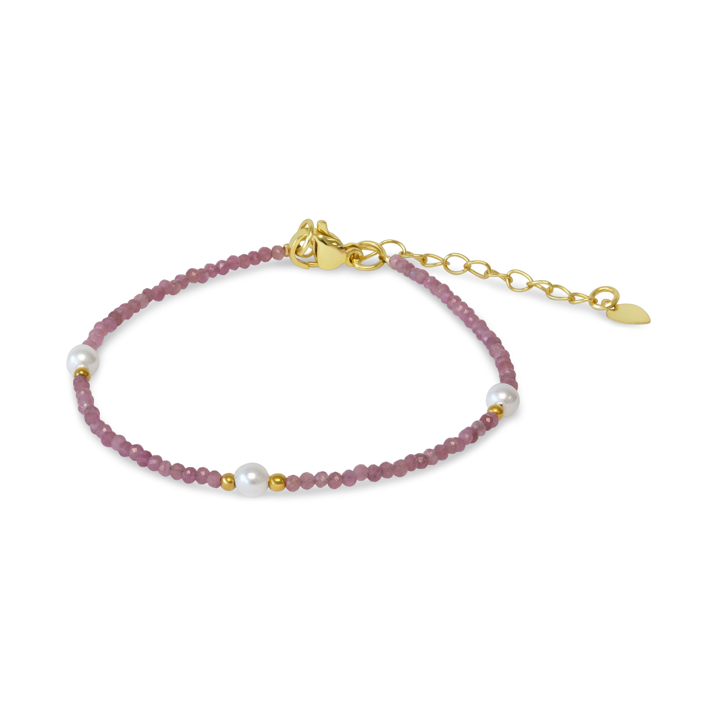 Beaded bracelet tourmaline and shell pearls