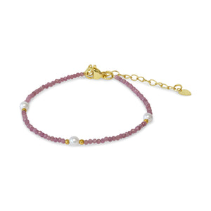 Beaded bracelet tourmaline and shell pearls