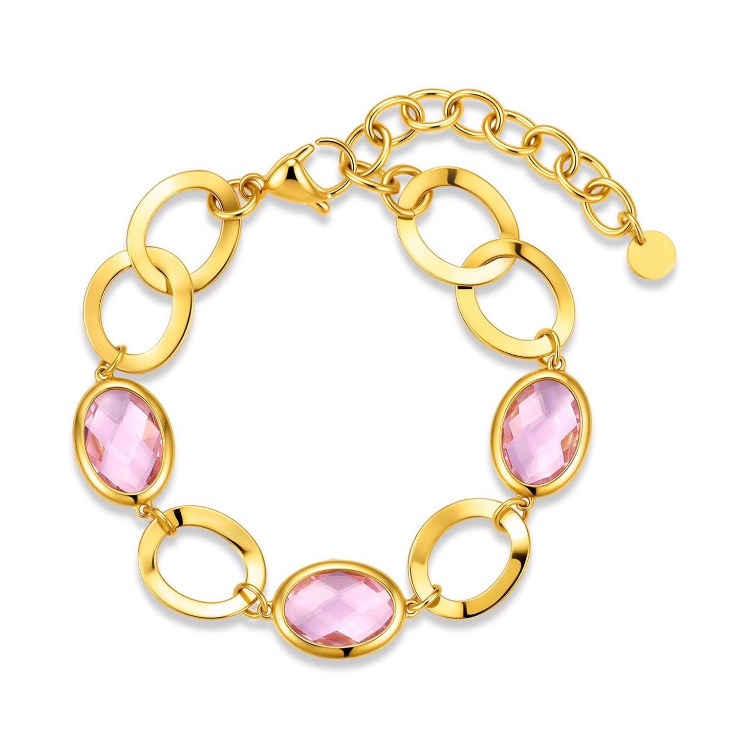 Link bracelet with glass stones