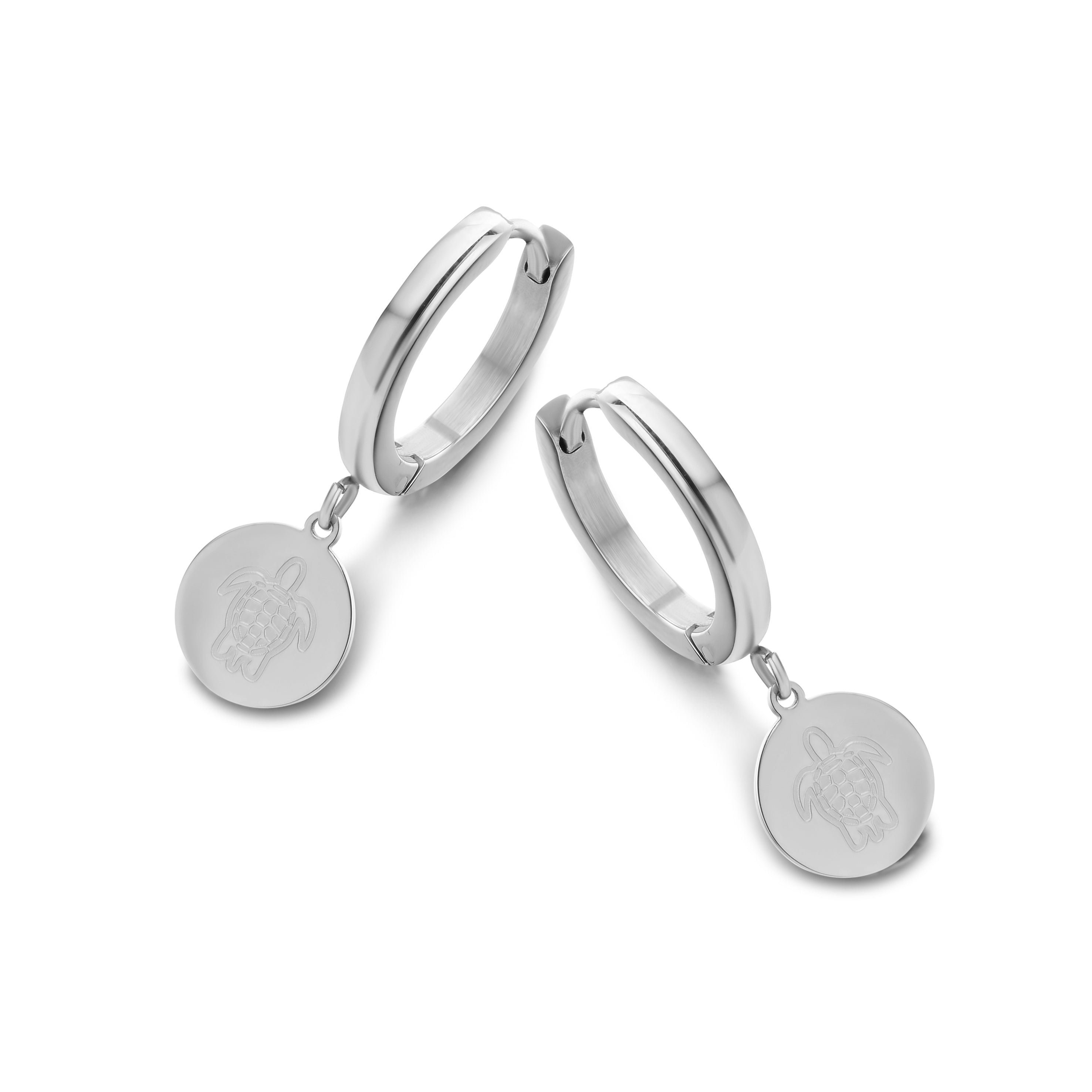 Hoops with turtle pendant