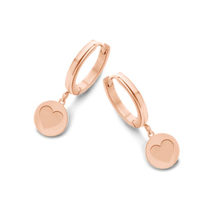 Hoops with round pendant with heart