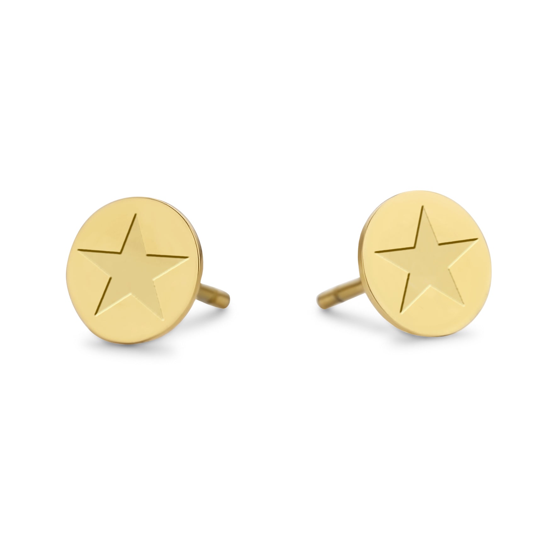 Round stud earrings with star