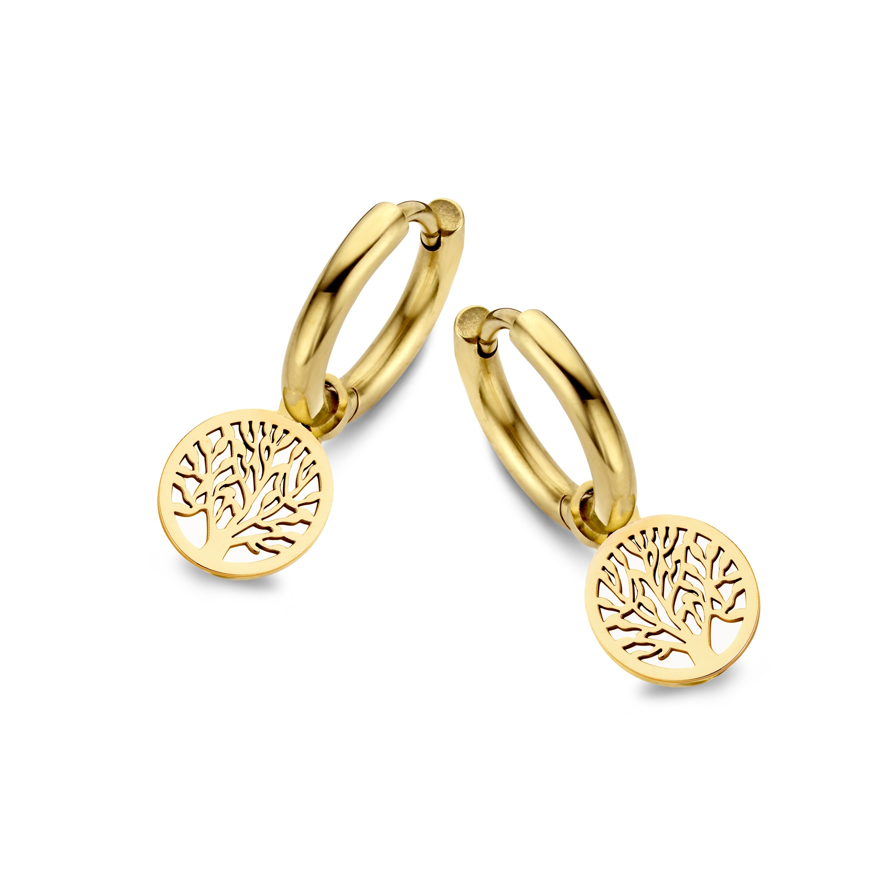 Hoops with tree of life charm