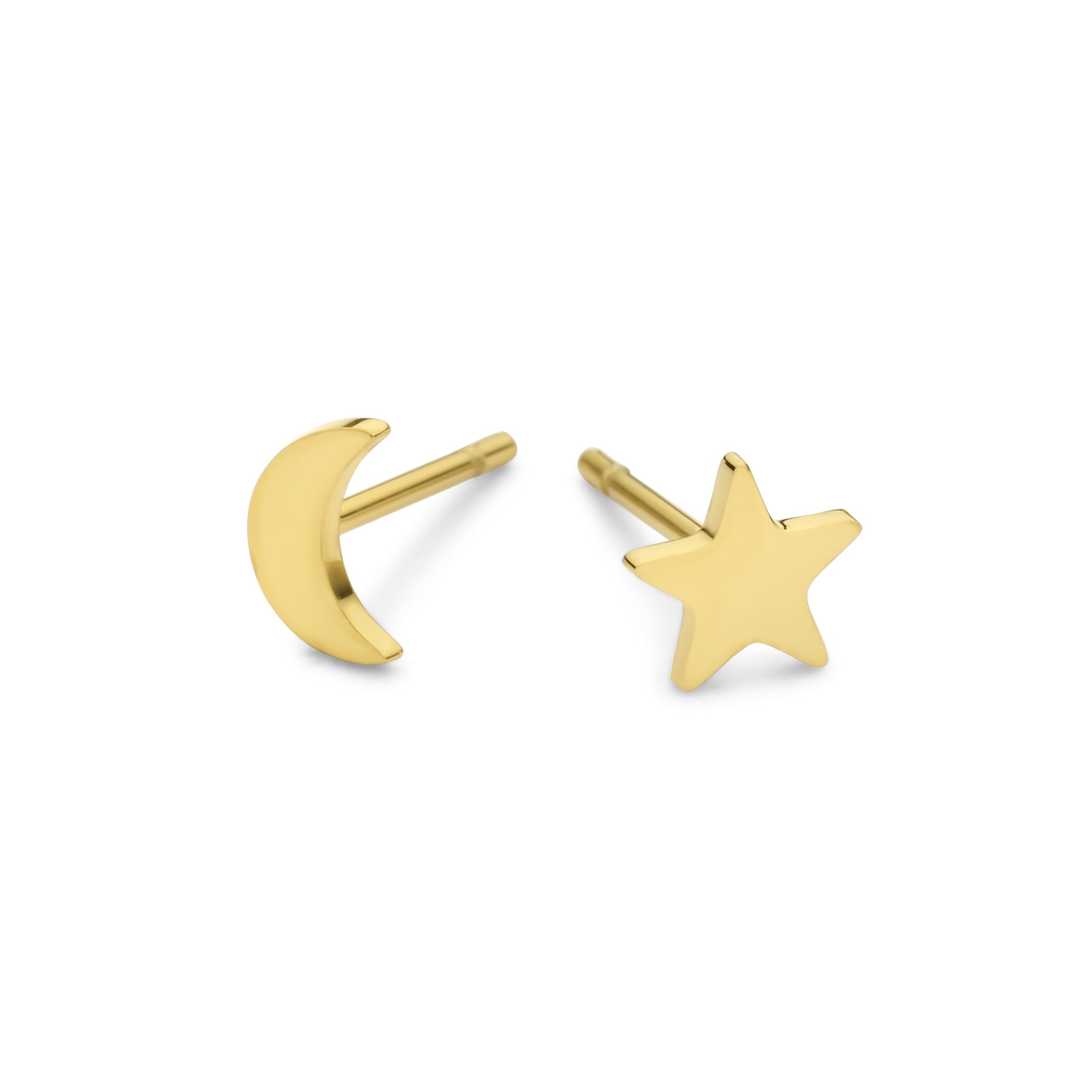 Stud earrings star and moon