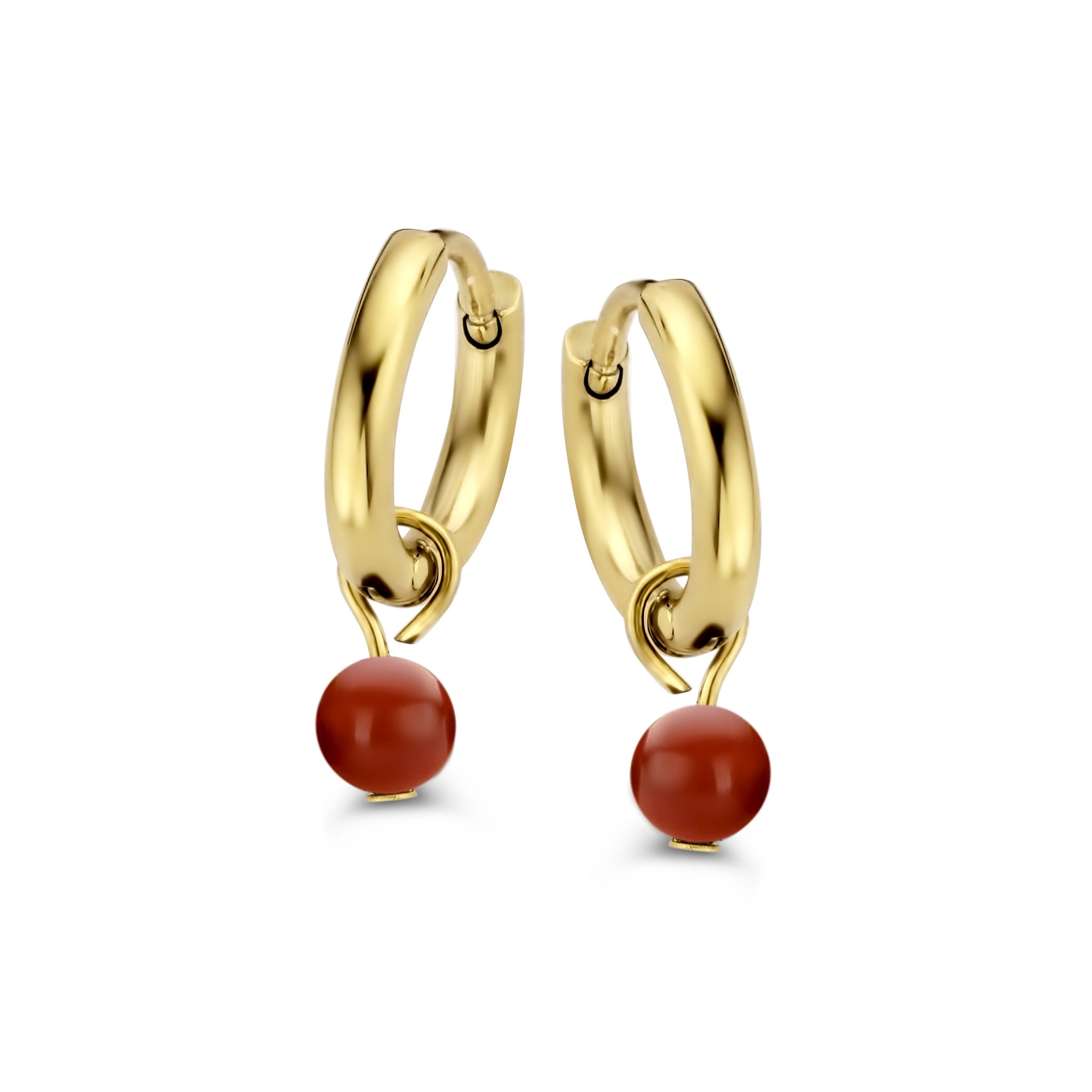 Hoops with red agate charm