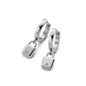 Hoops with lock charm