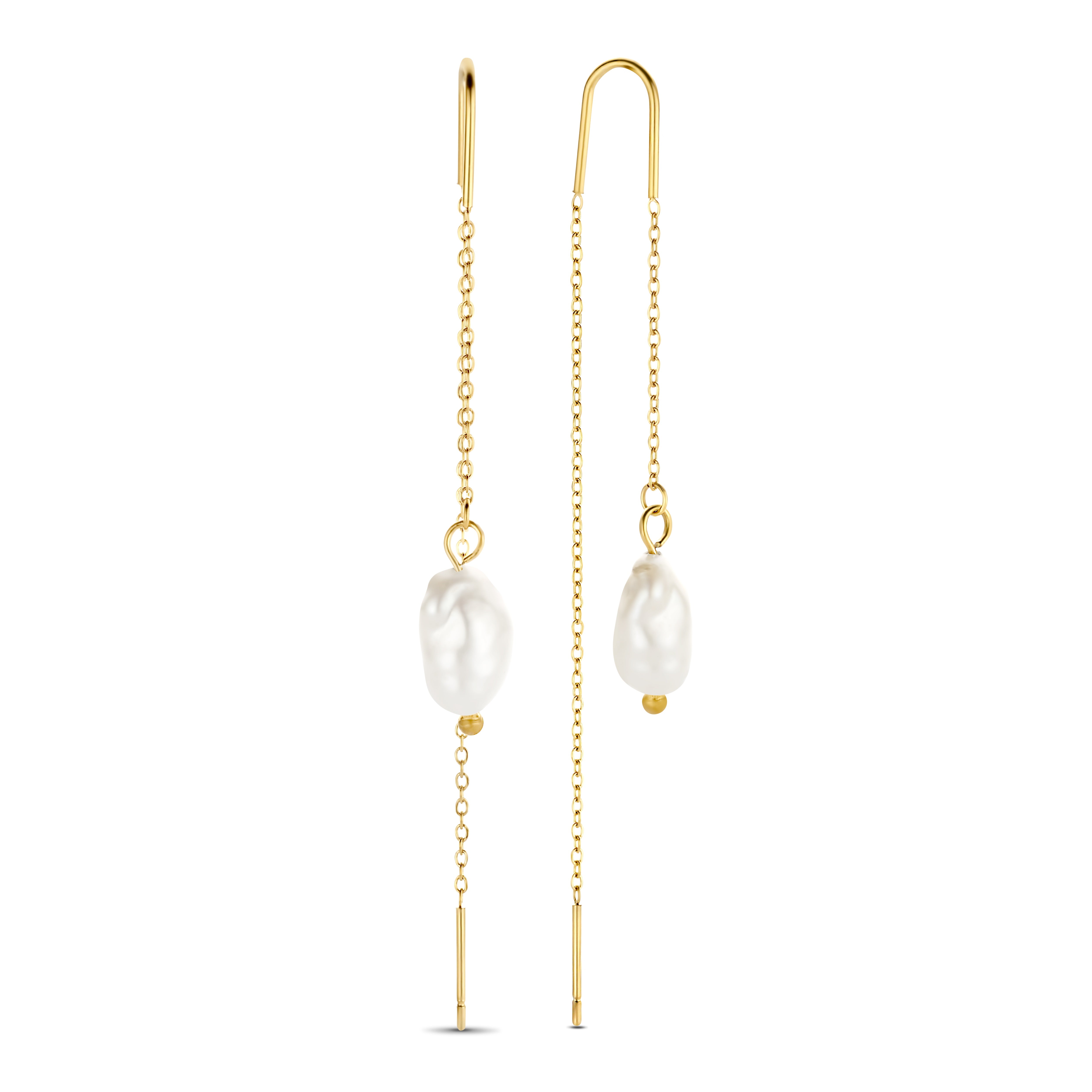 Chain earrings with baroque pearls