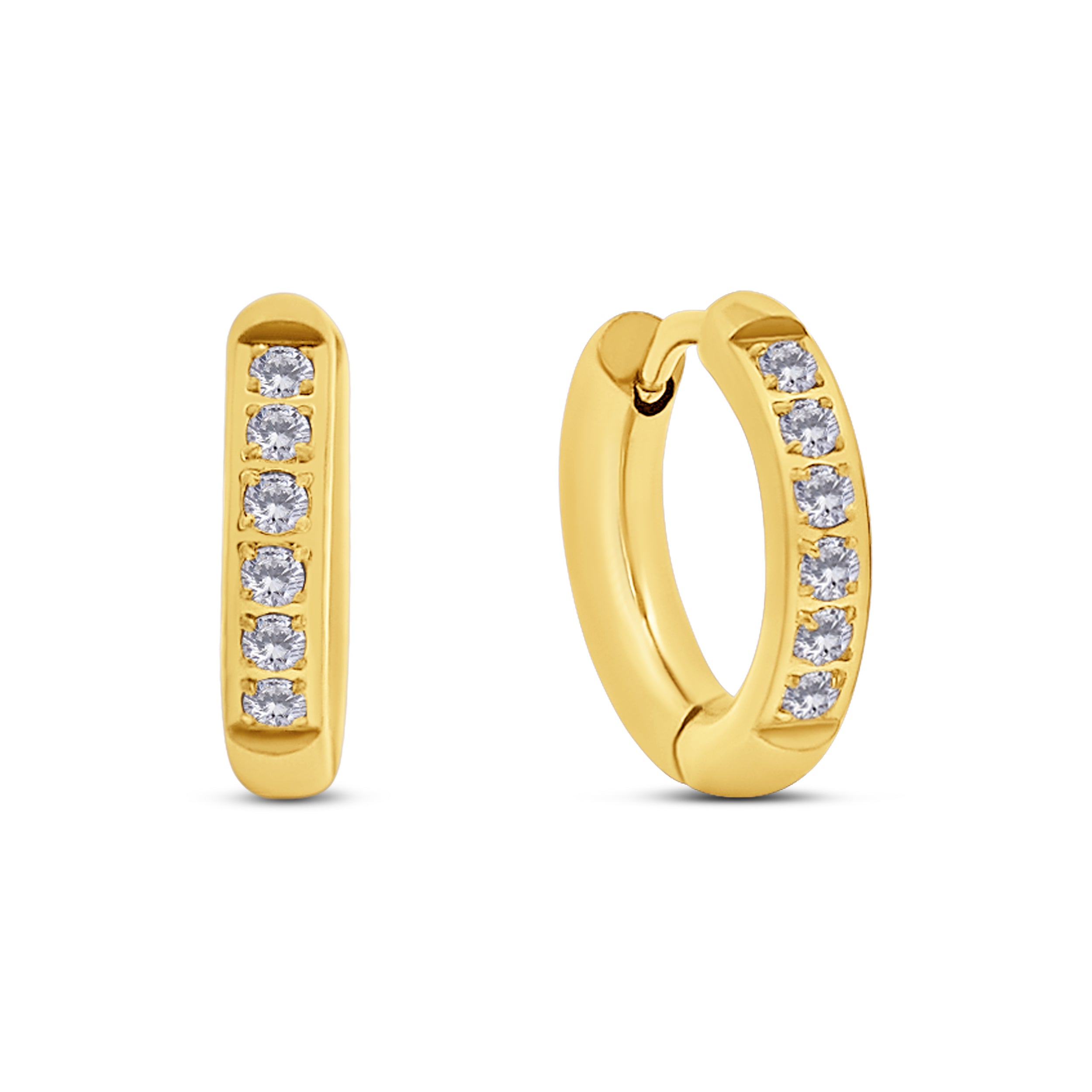 CO88 Collection Crystal Hoop Earrings 10mm Stainless Steel