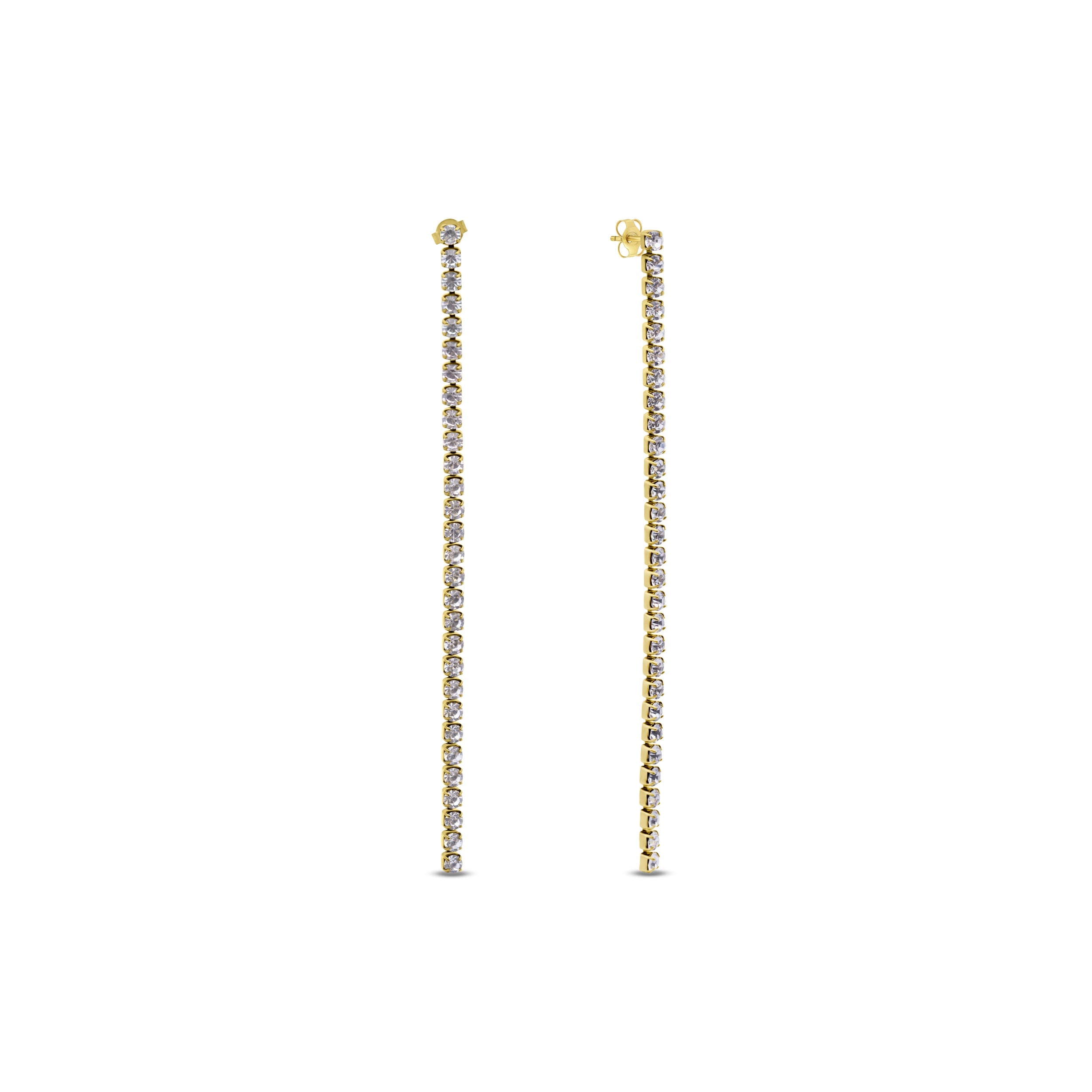 Earrings with drop white crystals