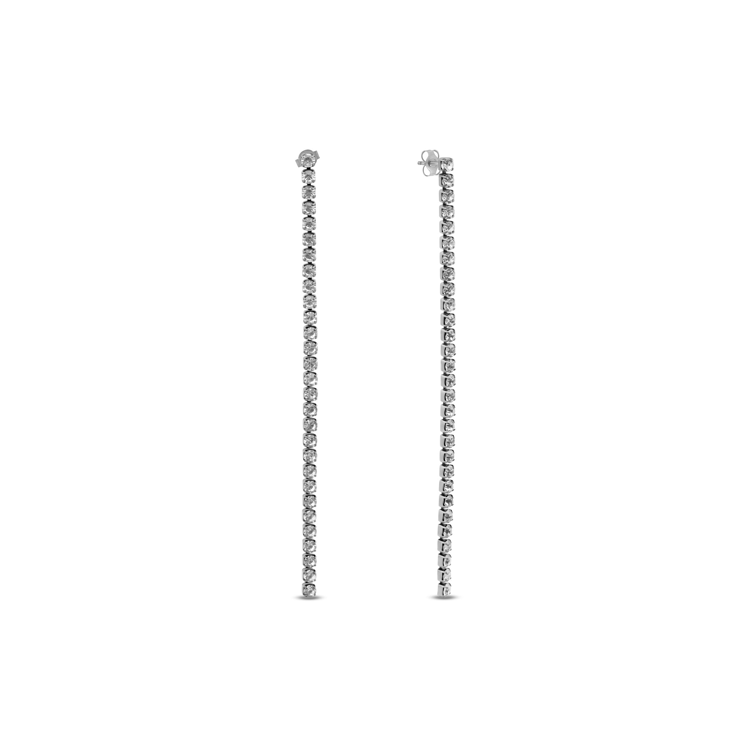 Earrings with drop white crystals