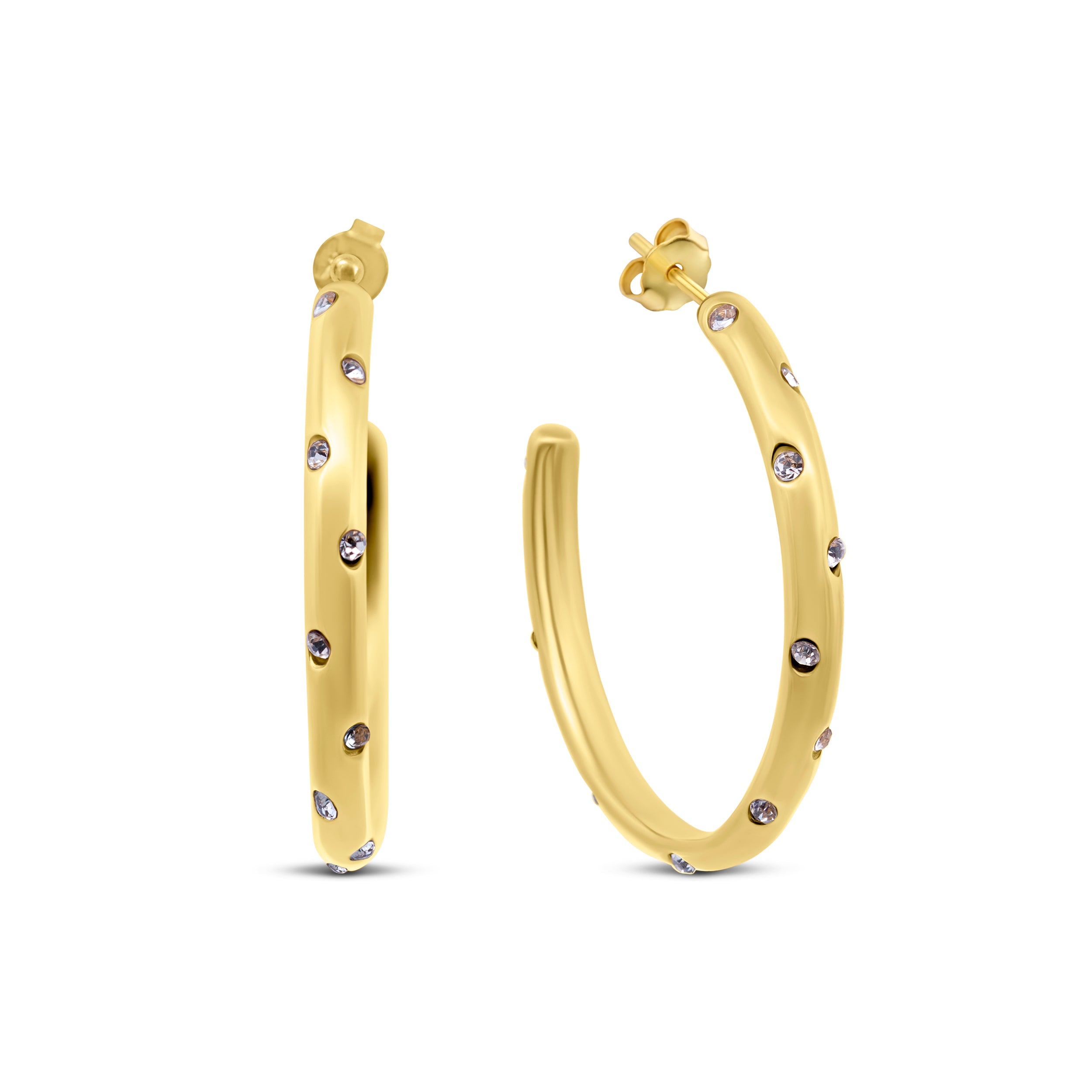 CO88 Collection Crystal Hoop Earrings Stainless Steel