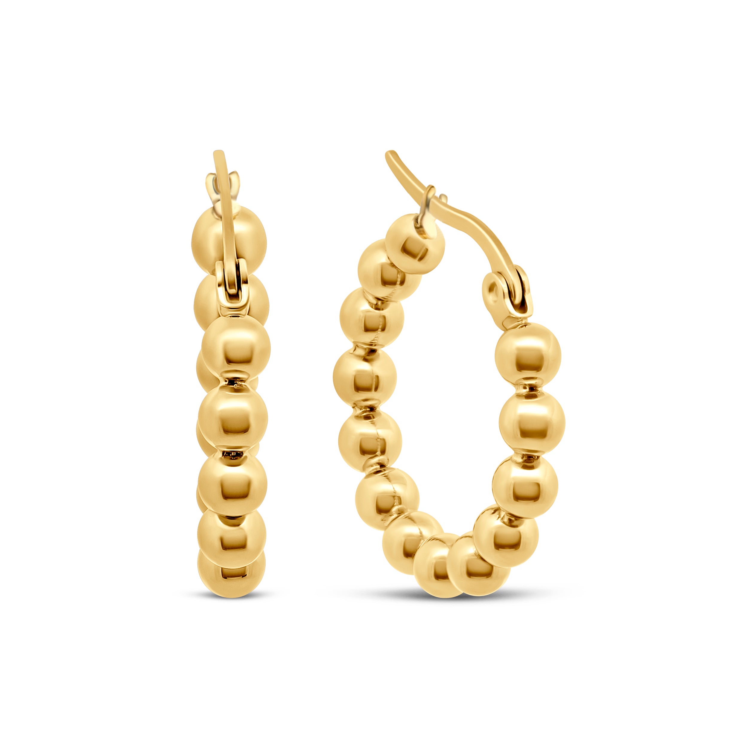 CO88 Collection Beaded Hoop Earrings Stainless Steel