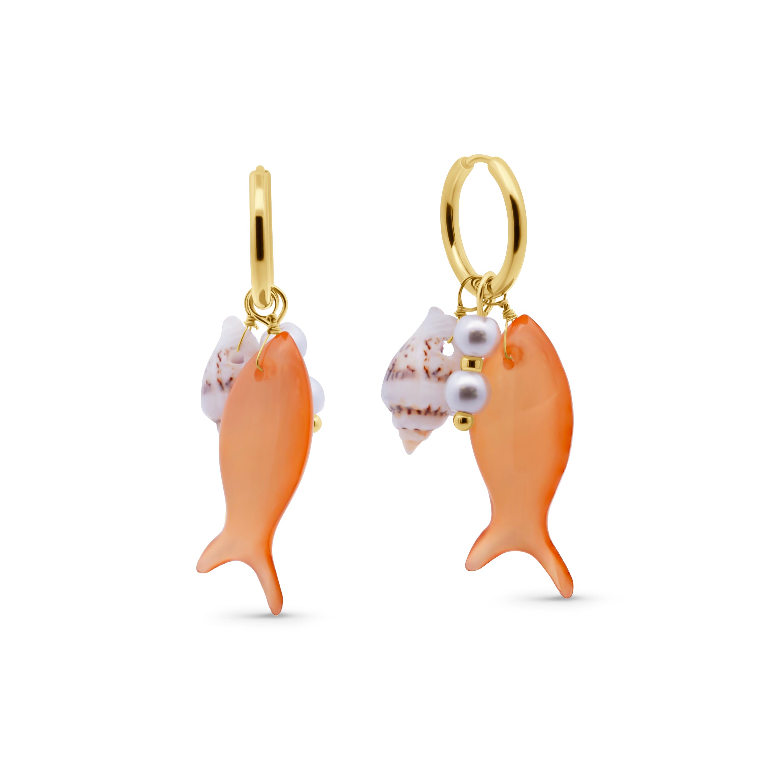 Fish & Shell Hoop Earrings