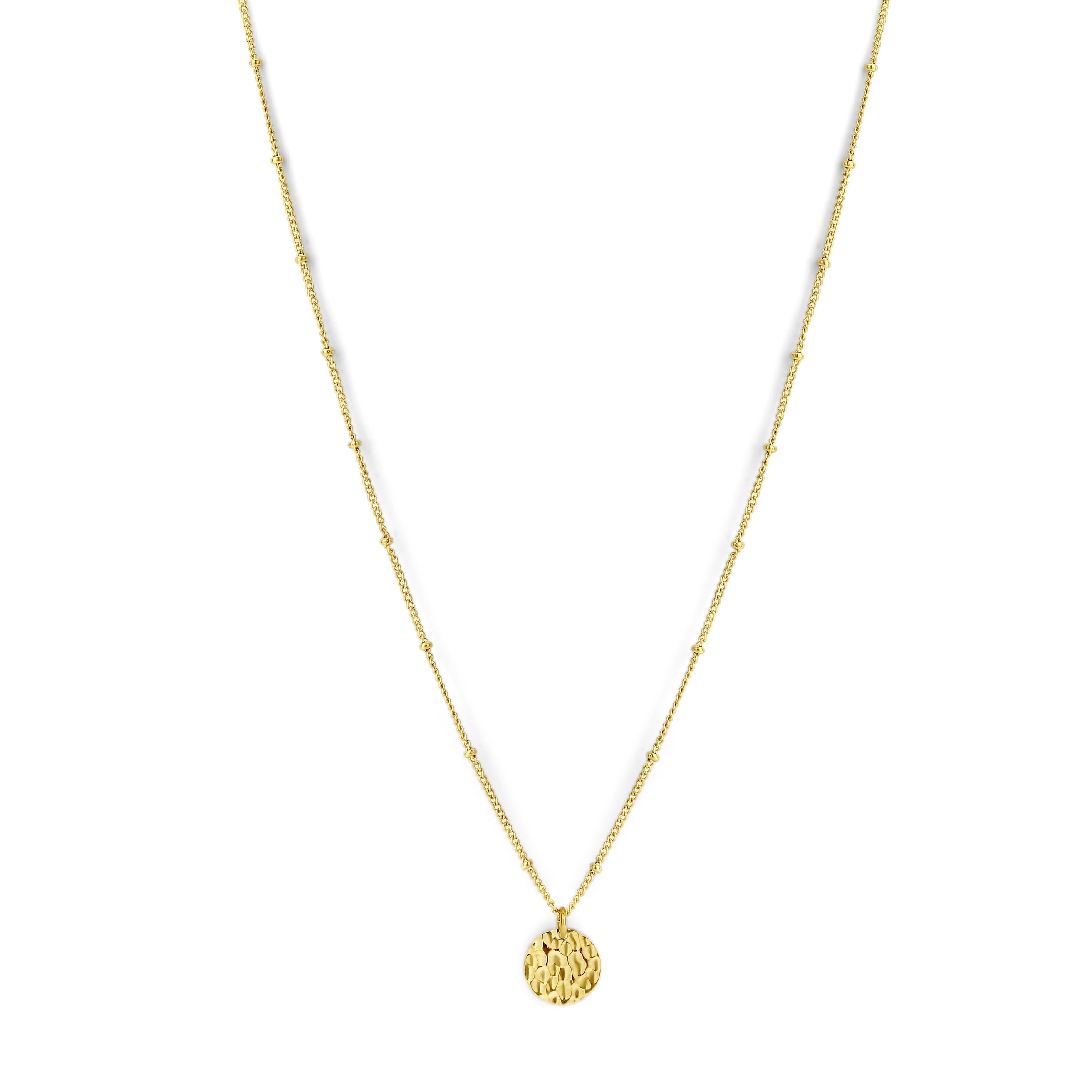 Necklace with round hammered charm