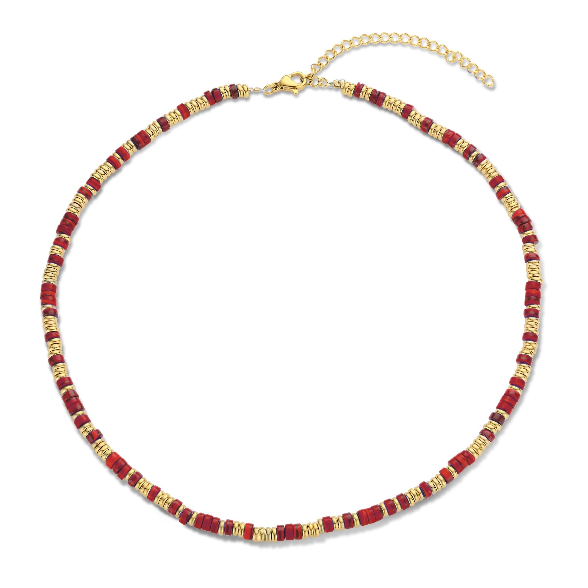 Necklace with stone and gold-colored beads