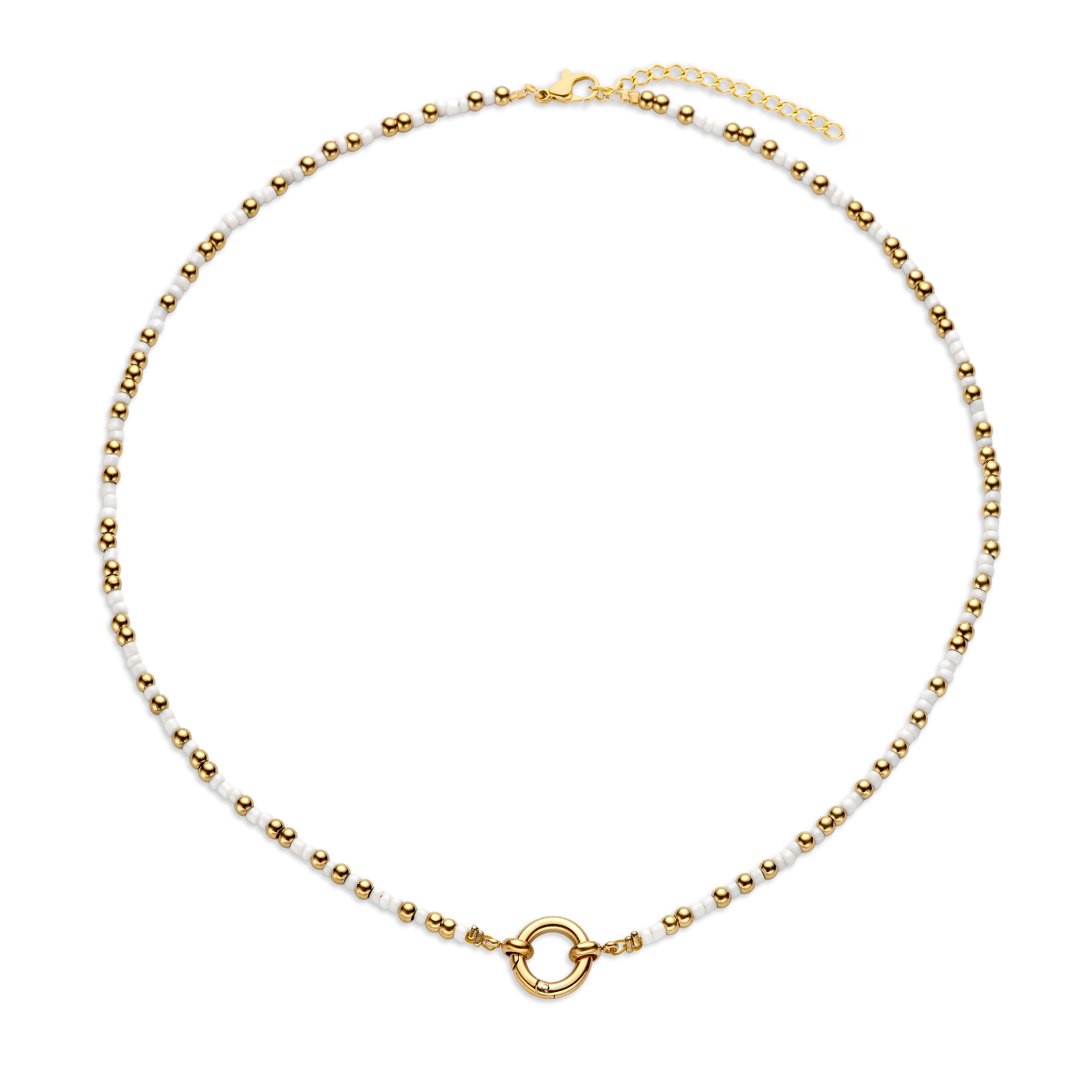 Necklace with black and gold-colored beads