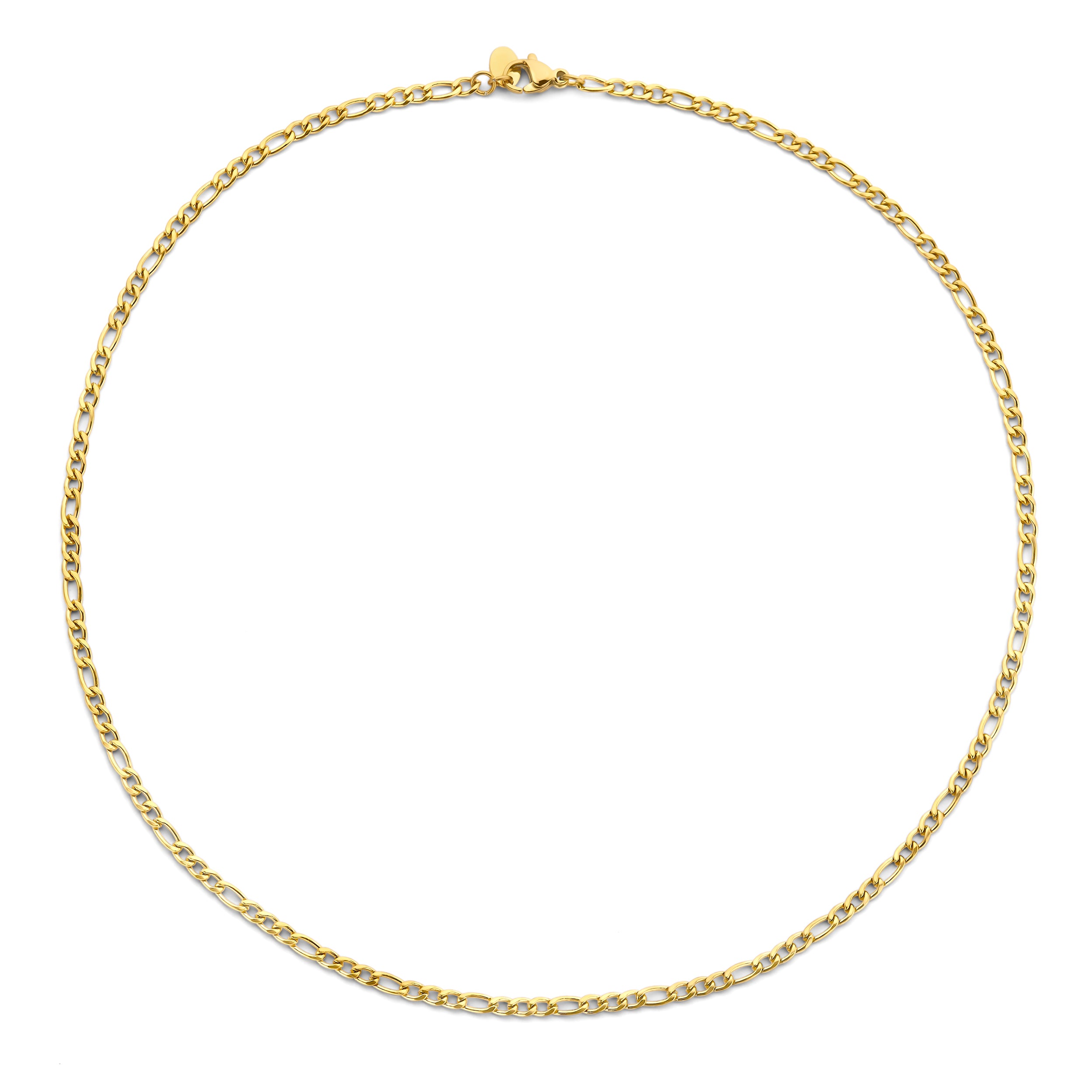 CO88 Collection Figaro Chain Necklace 3mm 40+5cm Stainless Steel