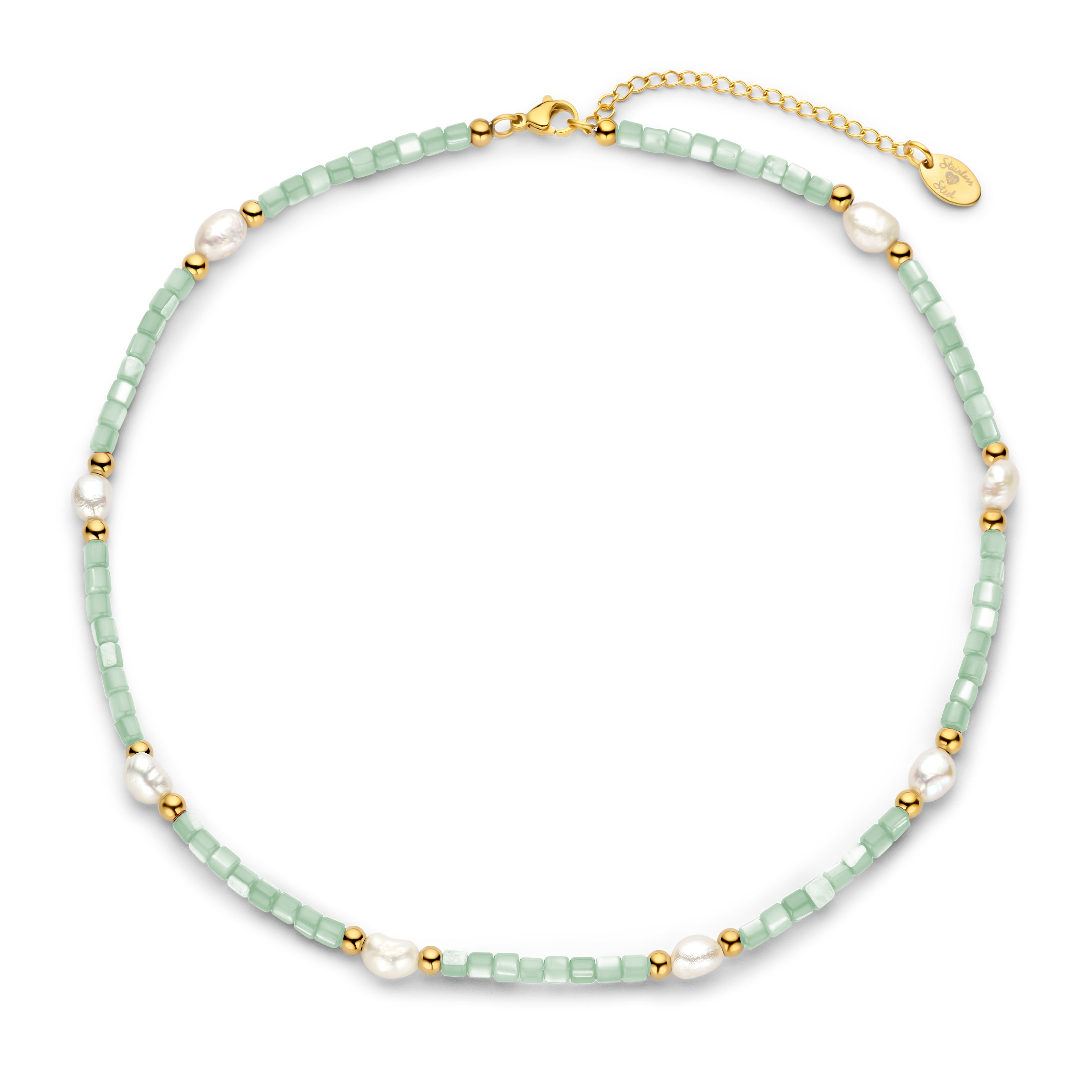 Necklace with mother of pearl beads and pearls