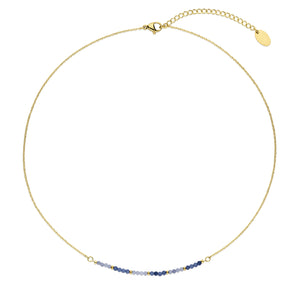 Halsketting met sodaliet en blauwe kristallen