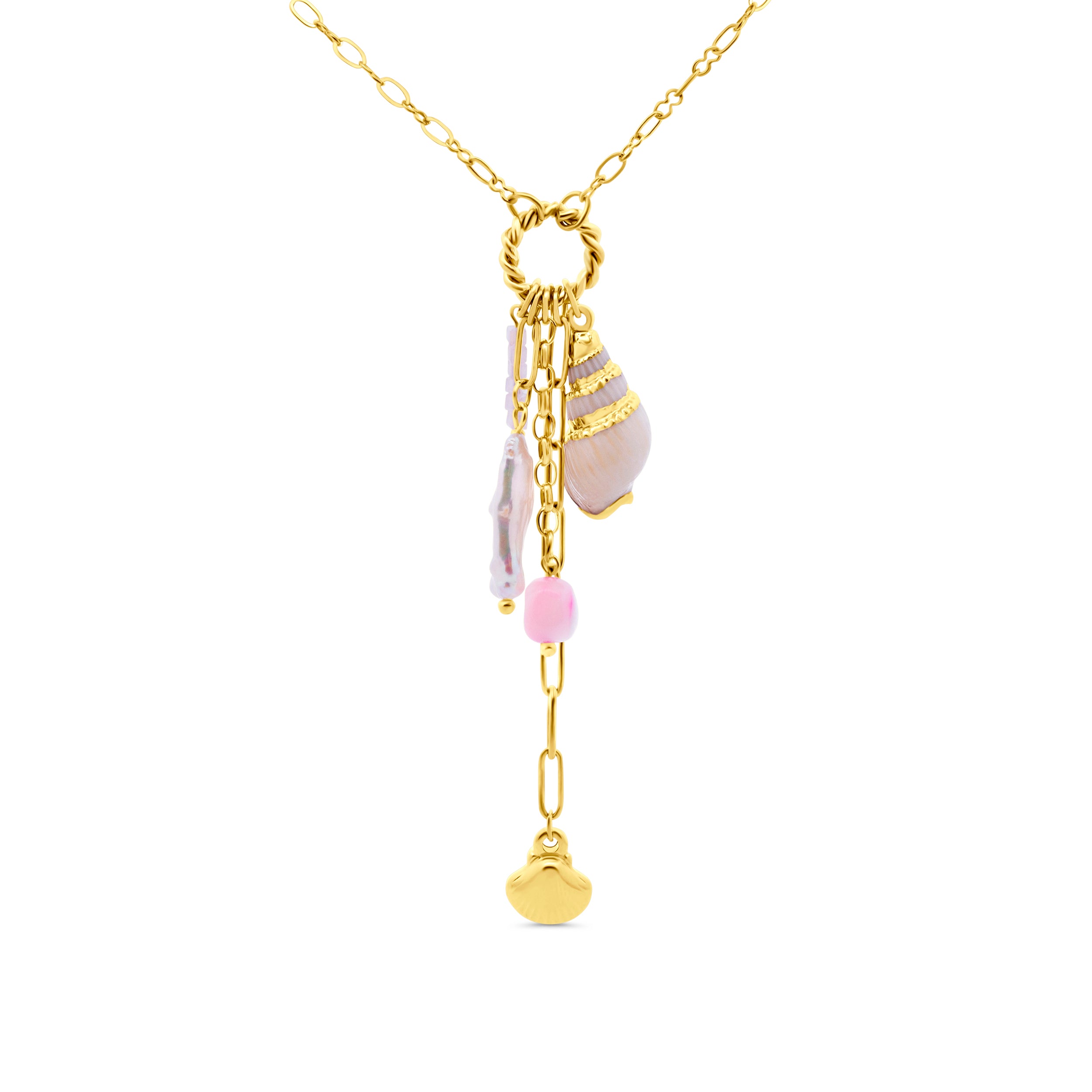 Necklace with pearl shells and beads