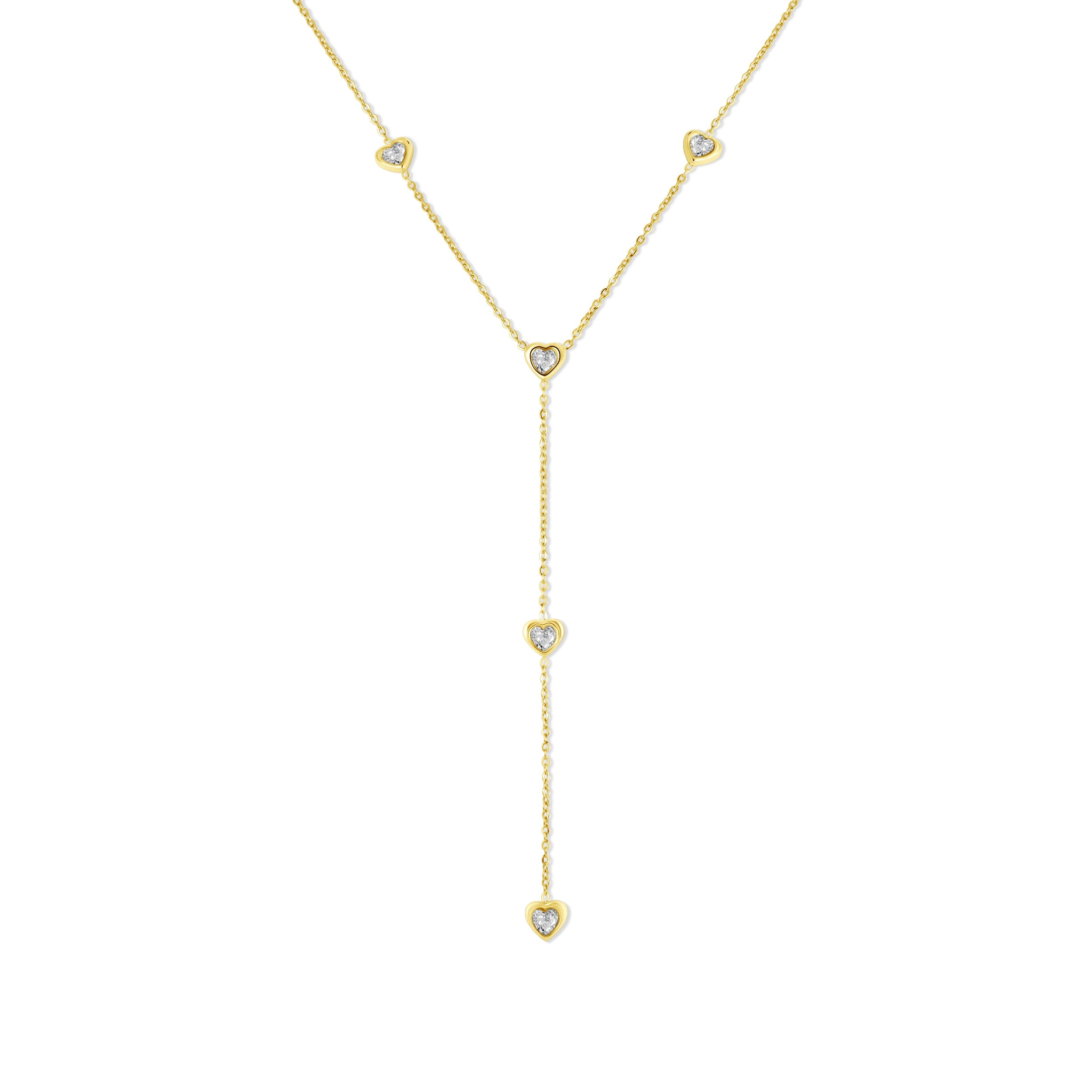 Necklace with hearts and zirconia