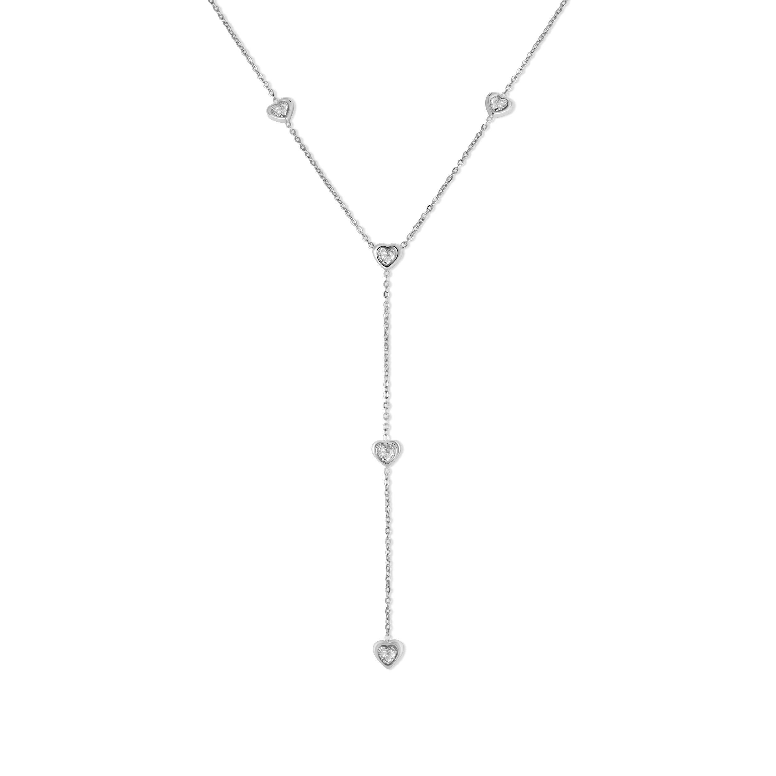 Necklace with hearts and zirconia