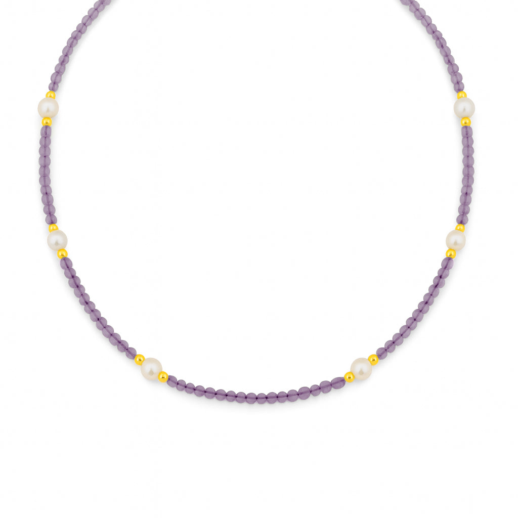 Beaded necklace with shell pearl