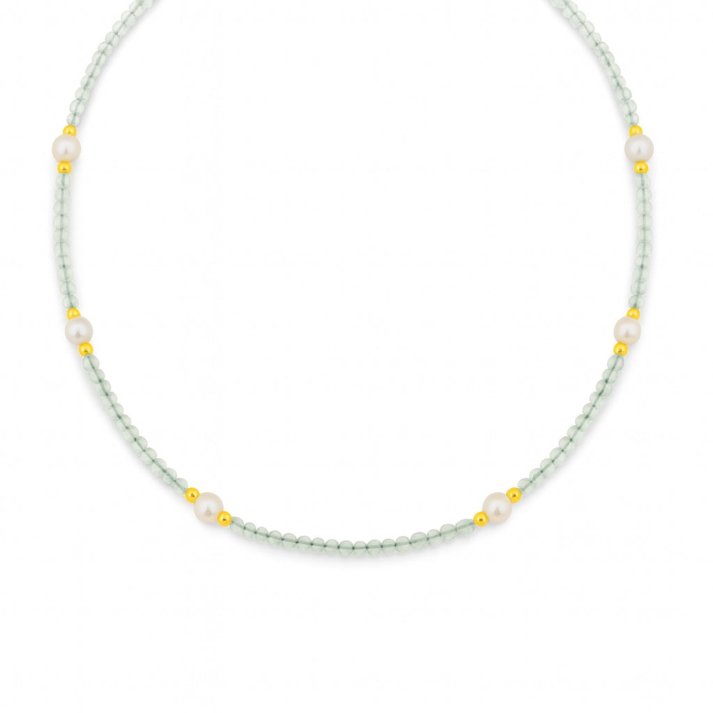 Beaded necklace with shell pearl
